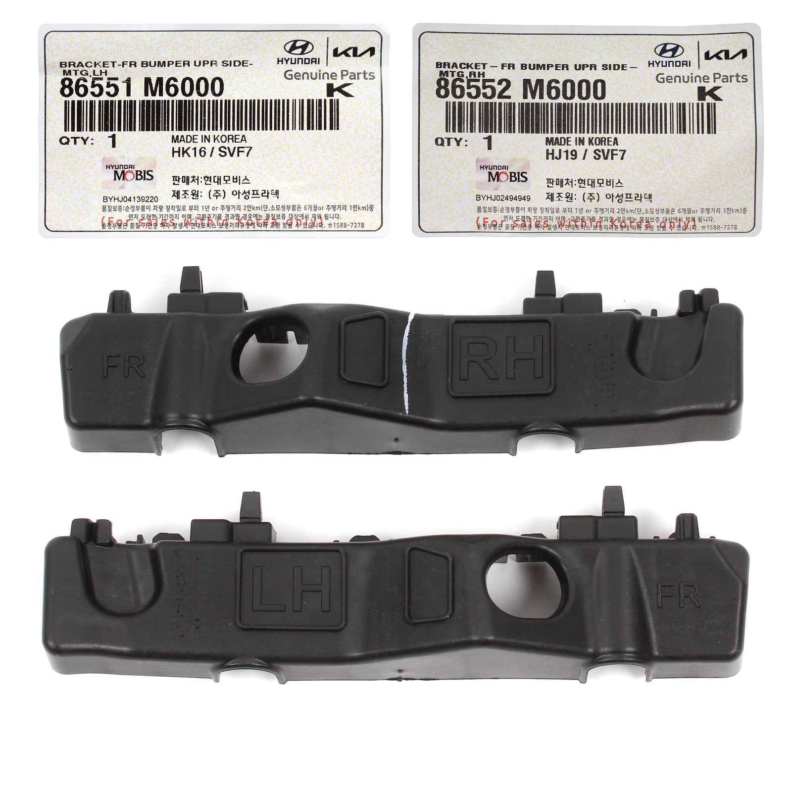 GENUINE Front Bumper Brackets LEFT & RIGHT for 2019-2022 Kia Forte 86552M6000