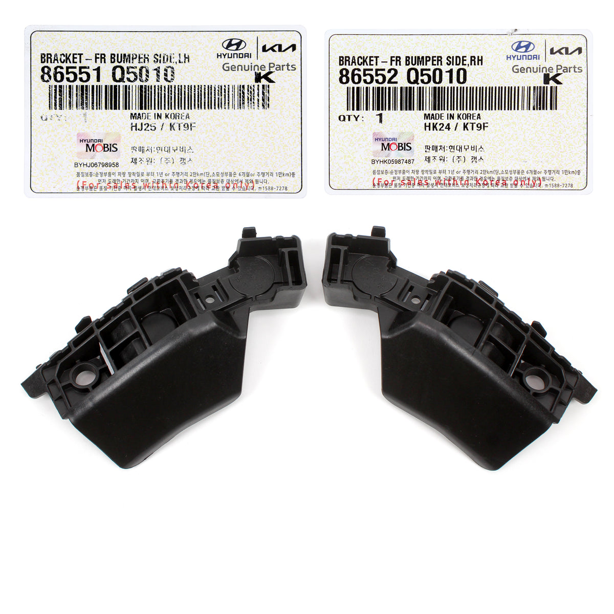 GENUINE Front Bumper Brackets LEFT &amp; RIGHT for 20-23 Kia Seltos 86552Q5010