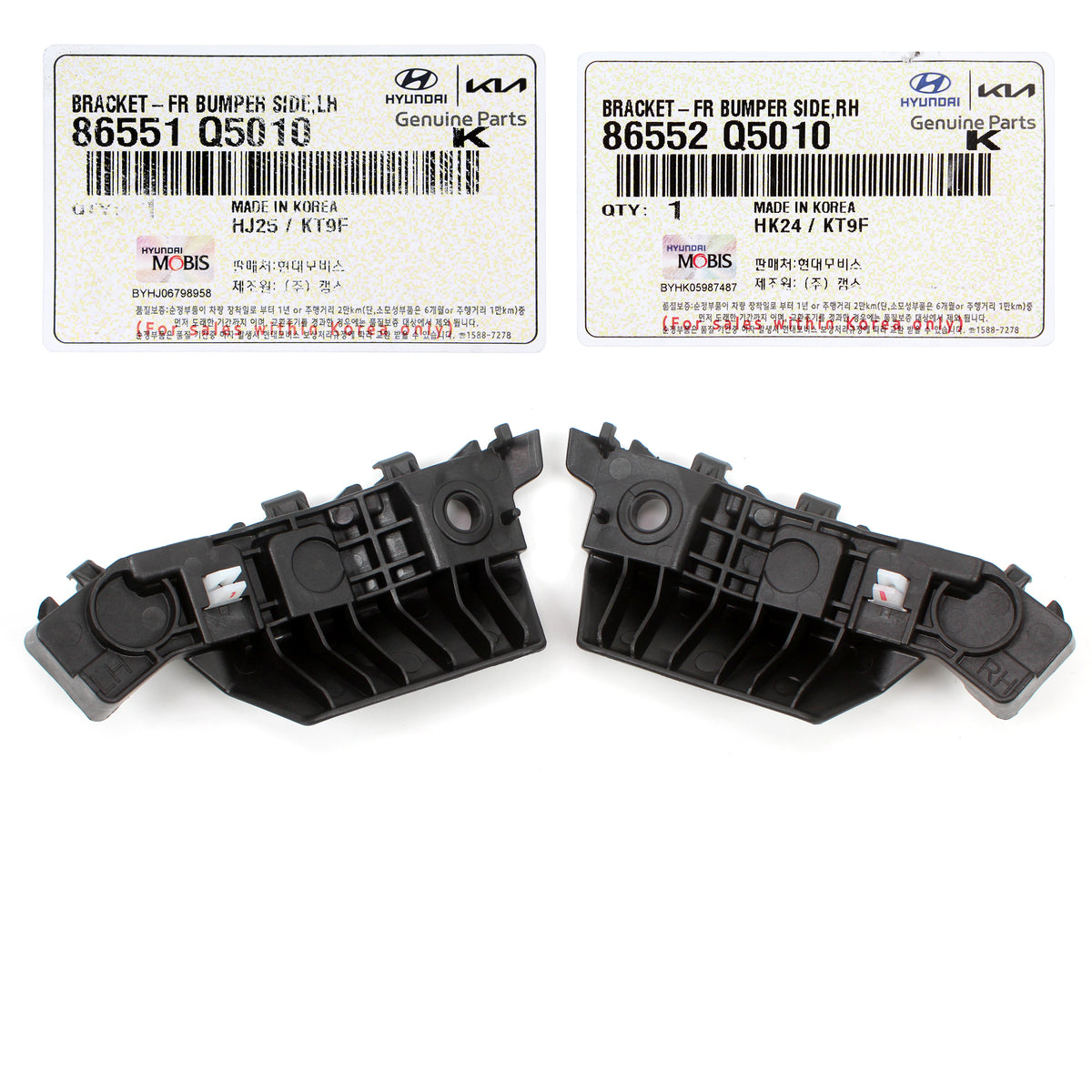 GENUINE Front Bumper Brackets LEFT &amp; RIGHT for 20-23 Kia Seltos 86552Q5010