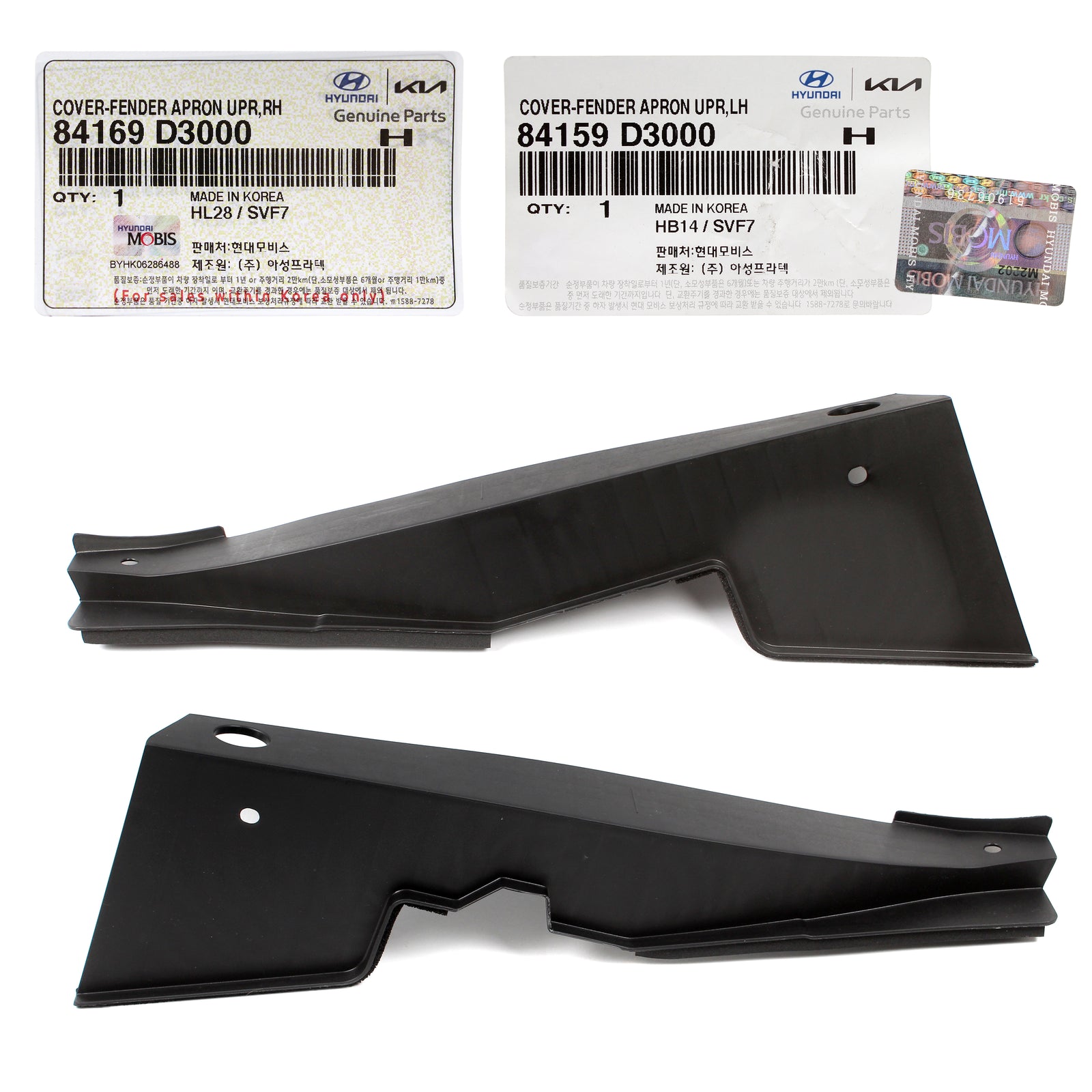 GENUINE Fender Apron Upper Covers LH & RH for 16-21 Hyundai Tucson 84169D3000