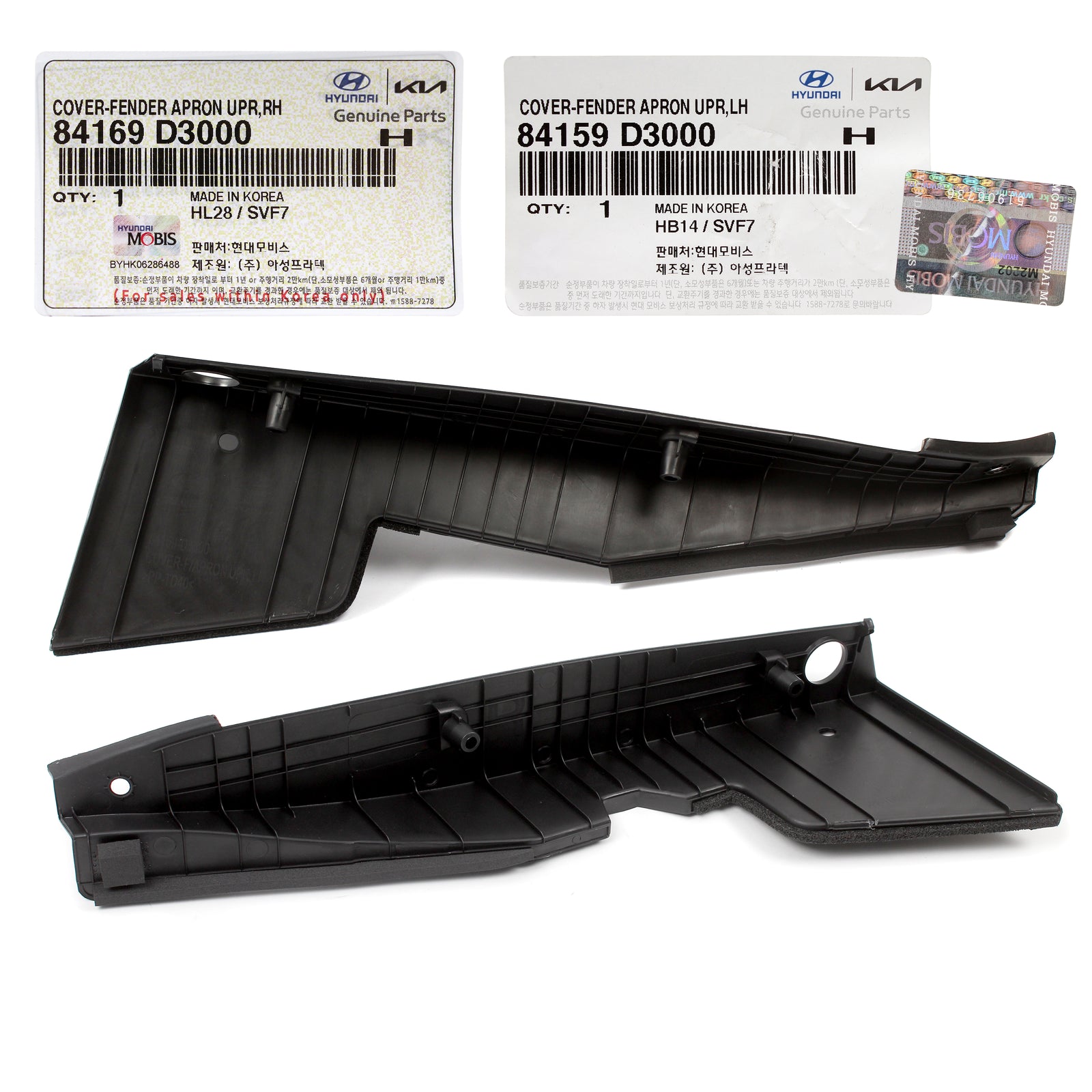 GENUINE Fender Apron Upper Covers LH & RH for 16-21 Hyundai Tucson 84169D3000