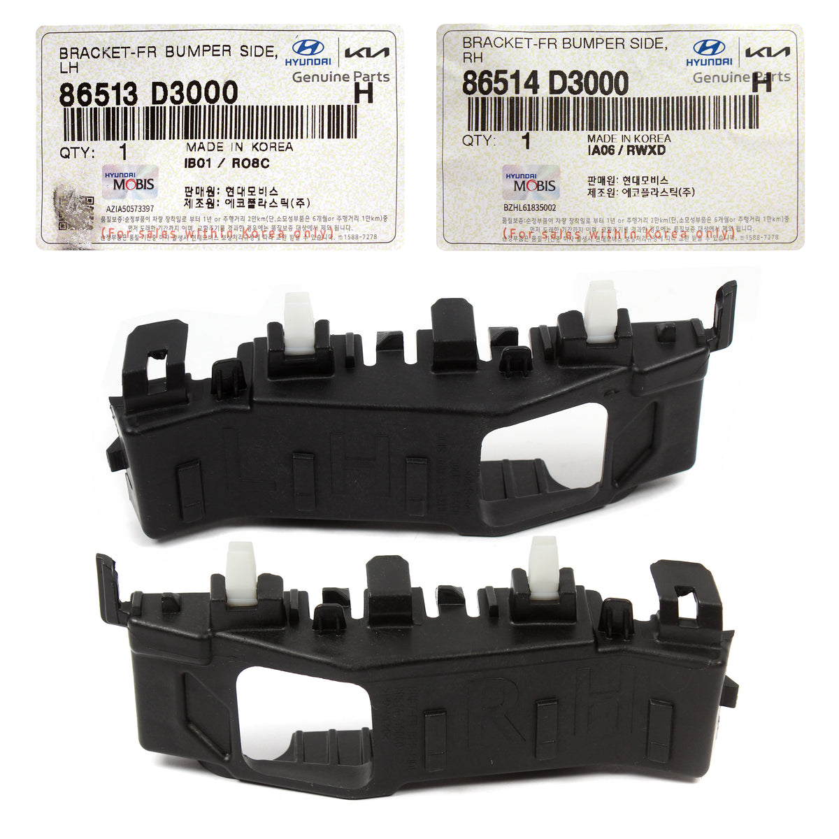 GENUINE Front Bumper Side Brackets LH &amp; RH for 16-21 Hyundai Tucson 86514D3000