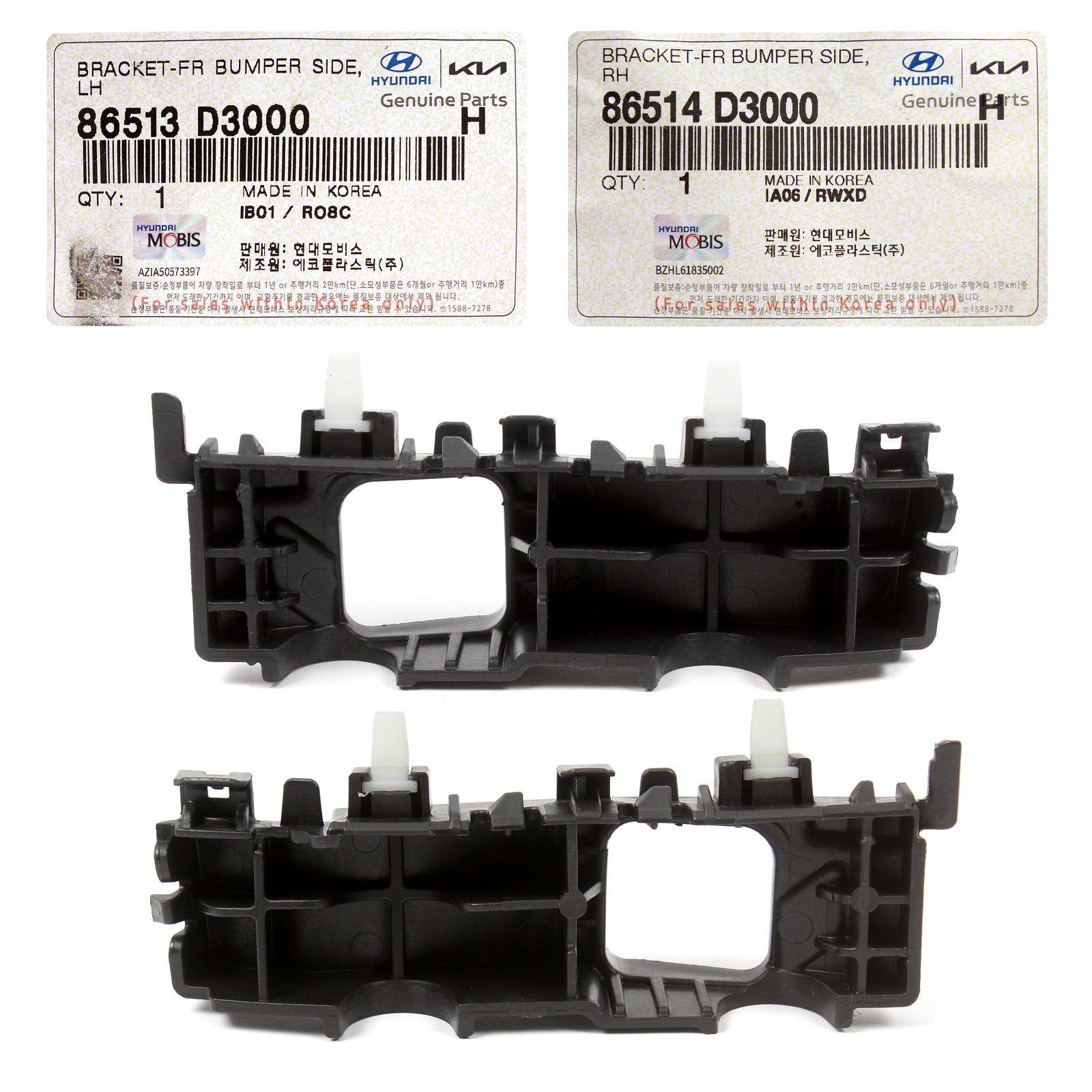 GENUINE Front Bumper Side Brackets LH & RH for 16-21 Hyundai Tucson 86514D3000