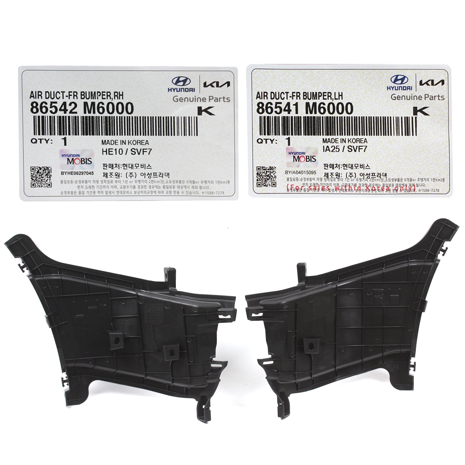 GENUINE Front Bumper Air Duct Curtain LH & RH for 19-21 Kia Forte 86542M7000