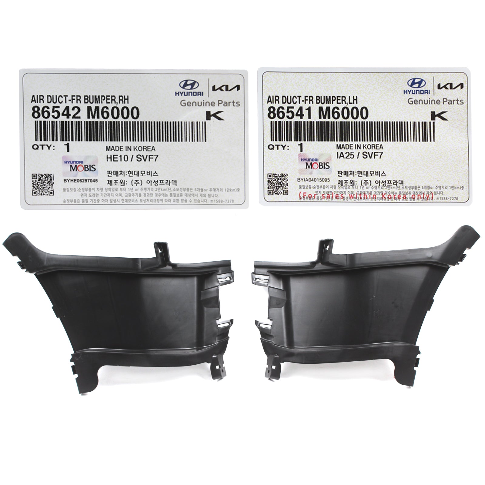 GENUINE Front Bumper Air Duct Curtain LH & RH for 19-21 Kia Forte 86542M7000