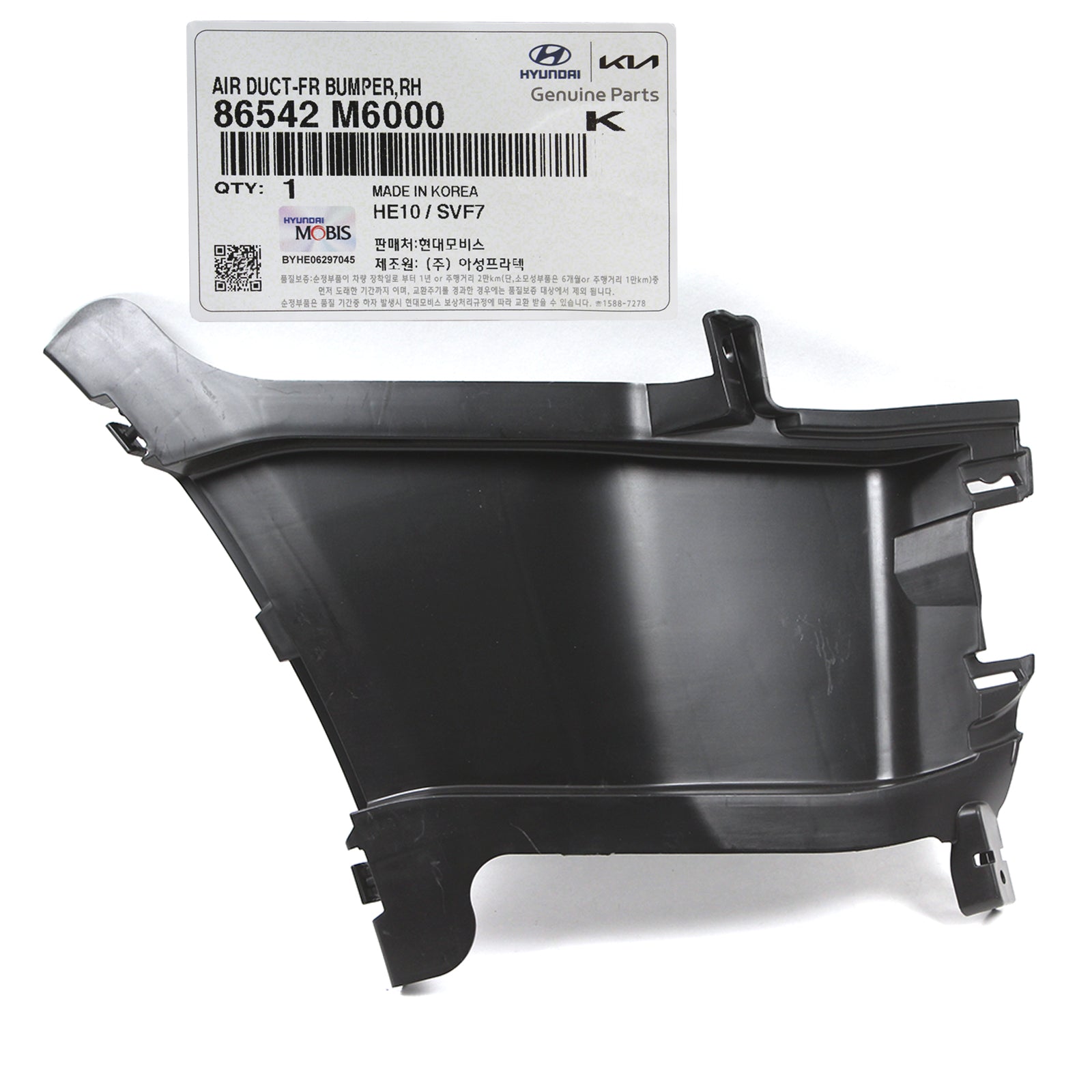 GENUINE Kia Forte 19-21 for Front Bumper Air Duct Curtain RIGHT 86542M6000