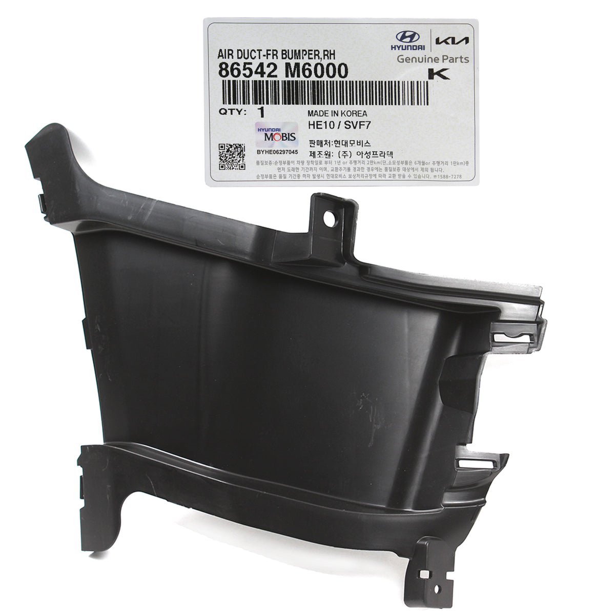 GENUINE Kia Forte 19-21 for Front Bumper Air Duct Curtain RIGHT 86542M6000