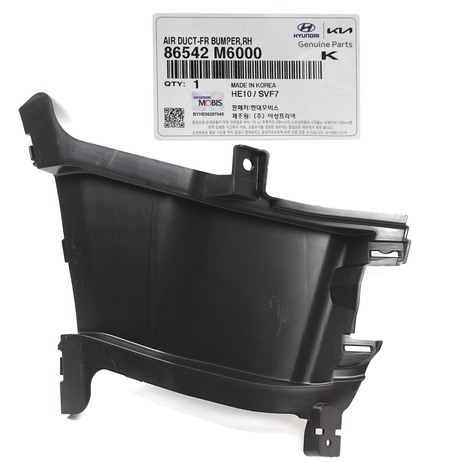 GENUINE Kia Forte 19-21 for Front Bumper Air Duct Curtain RIGHT 86542M6000