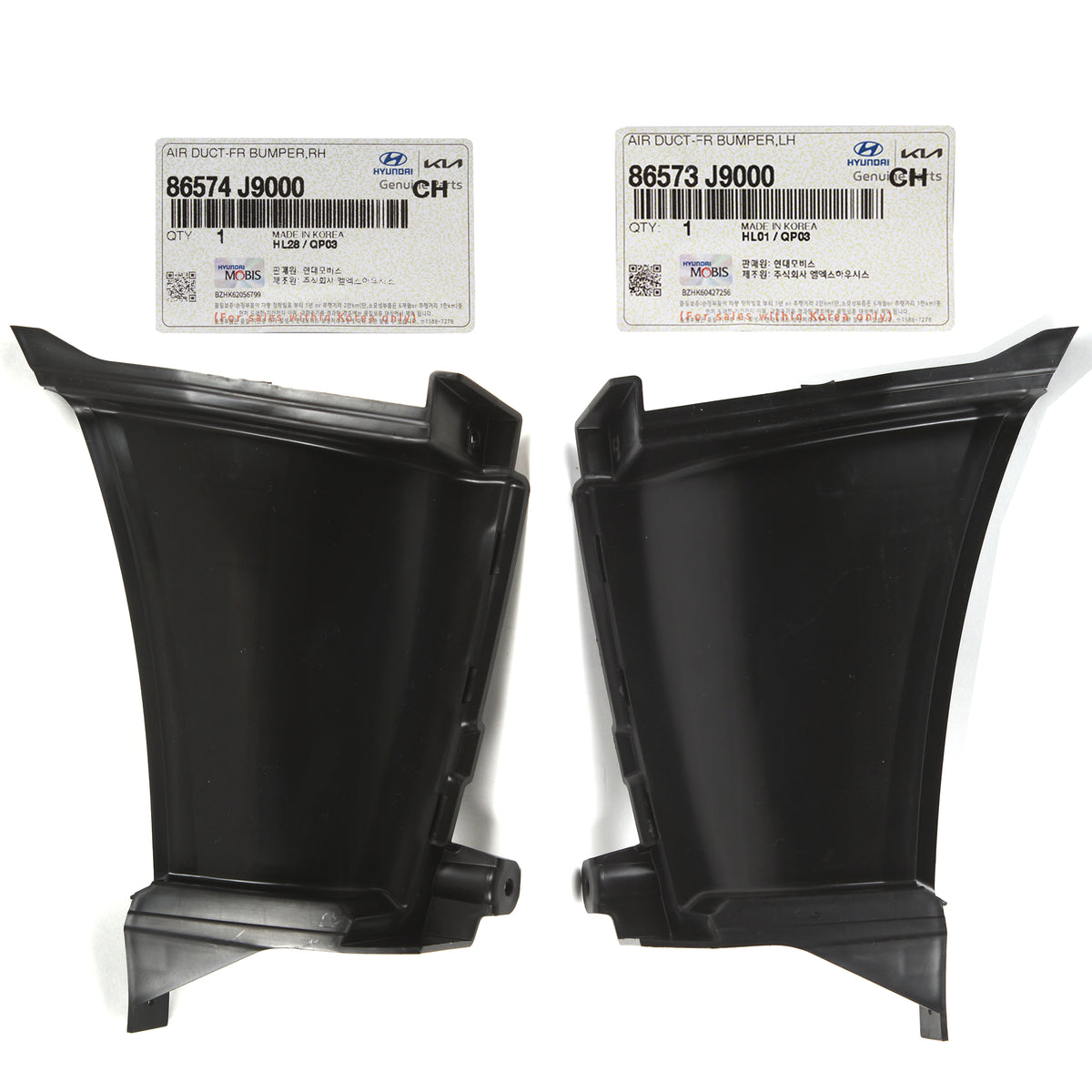 GENUINE Hyundai Kona 18-21 for Front Bumper Air Duct Curtain LH RH 86574J9000