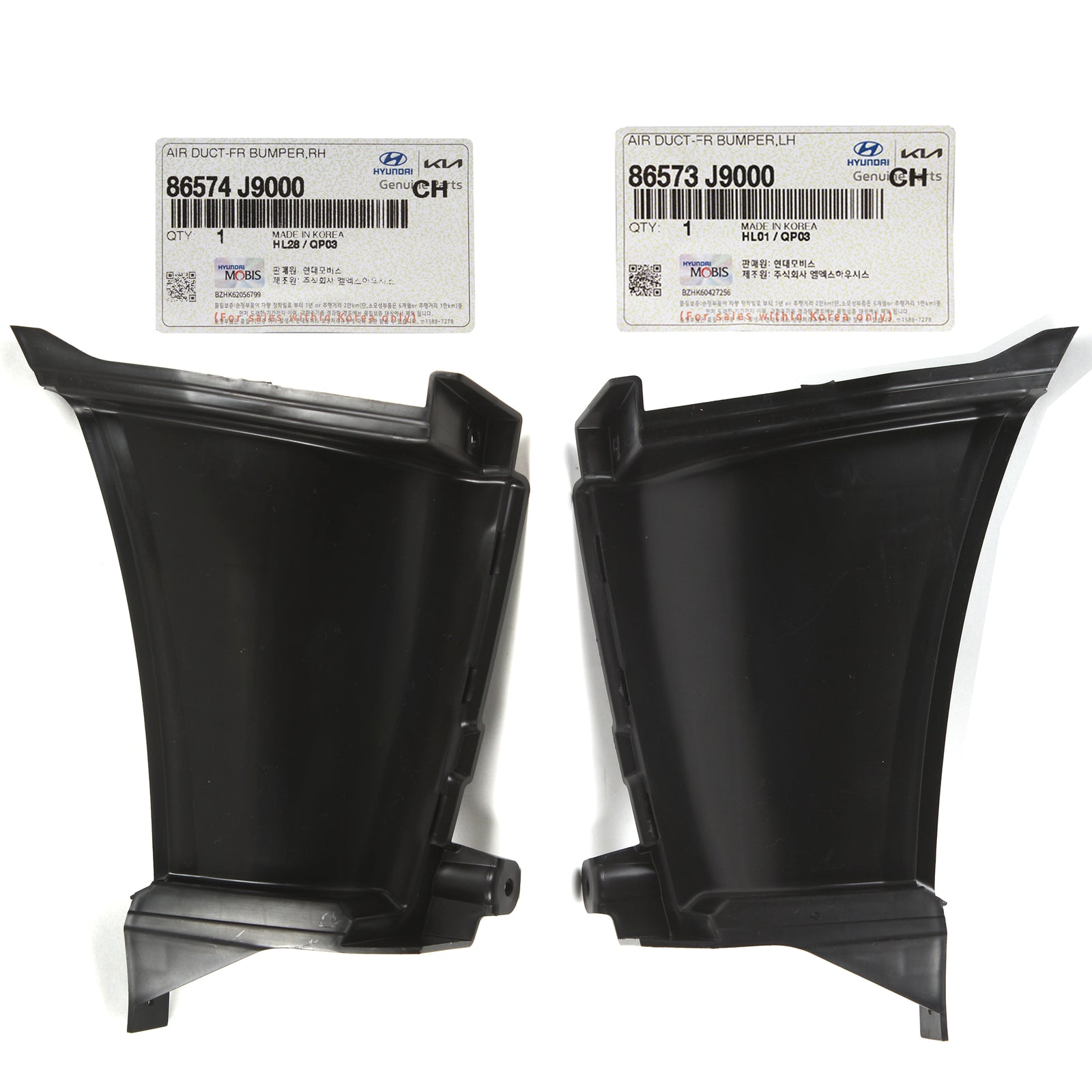 GENUINE Hyundai Kona 18-21 for Front Bumper Air Duct Curtain LH RH 86574J9000