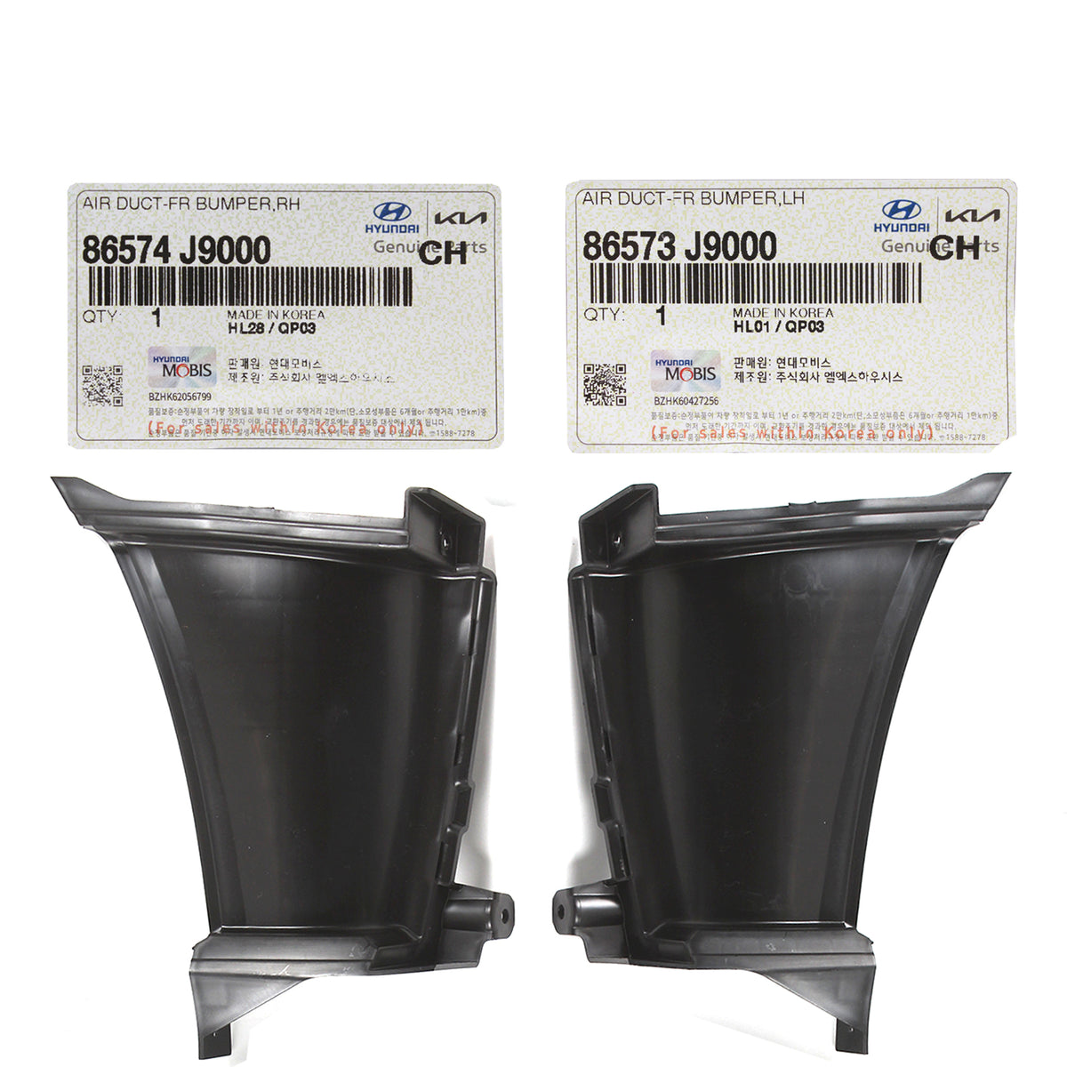 GENUINE Hyundai Kona 18-21 for Front Bumper Air Duct Curtain LH RH 86574J9000