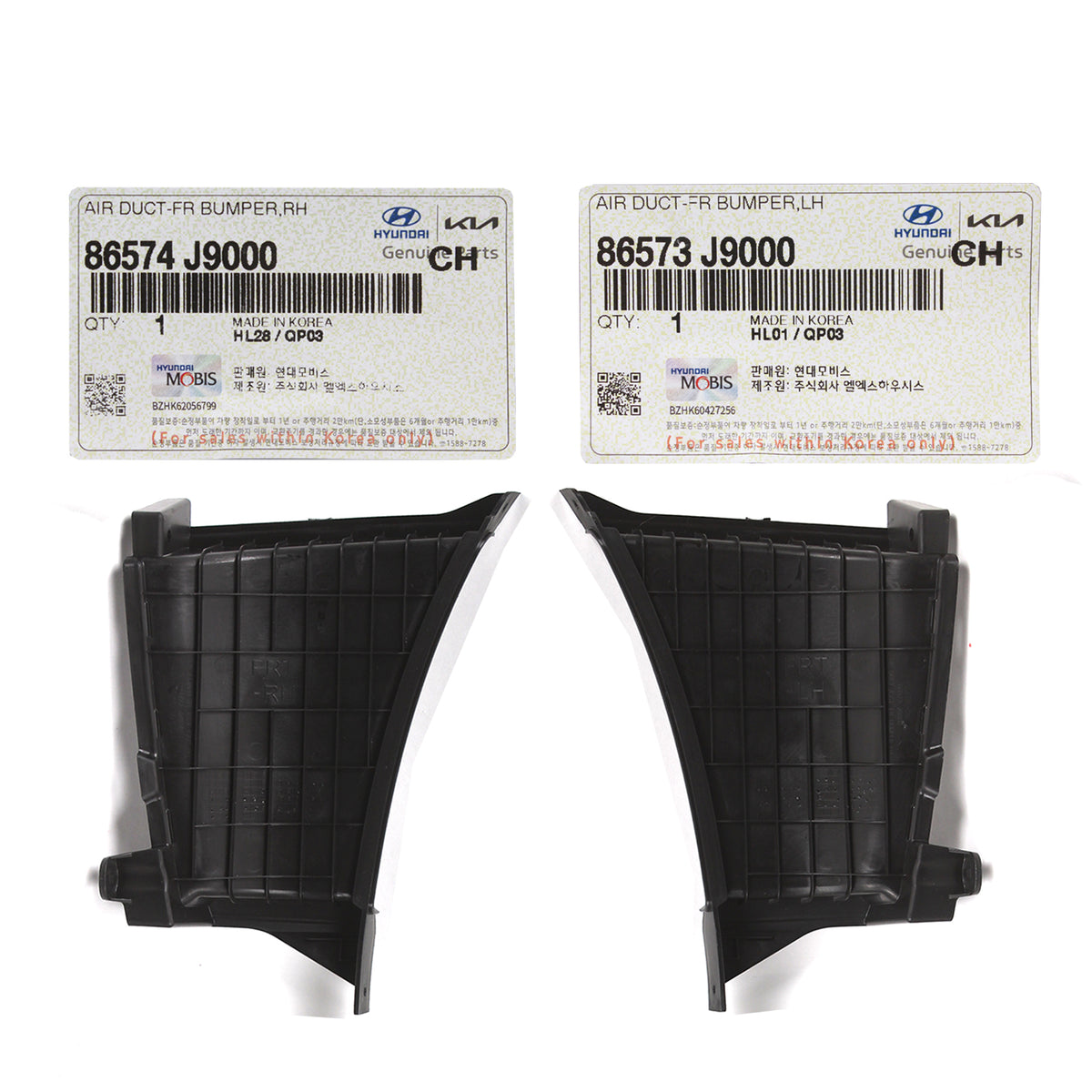 GENUINE Hyundai Kona 18-21 for Front Bumper Air Duct Curtain LH RH 86574J9000