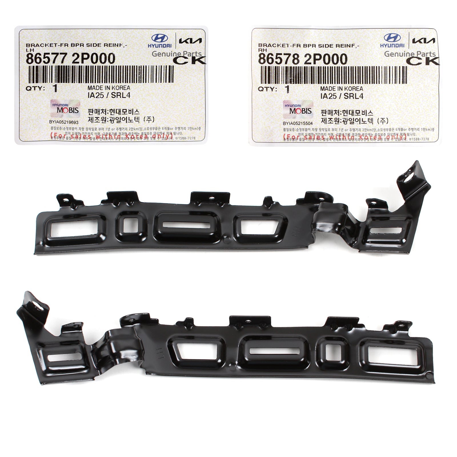 GENUINE Front Bumper Side Brackets LH & RH 2011-2015 Kia Sorento 865782P000