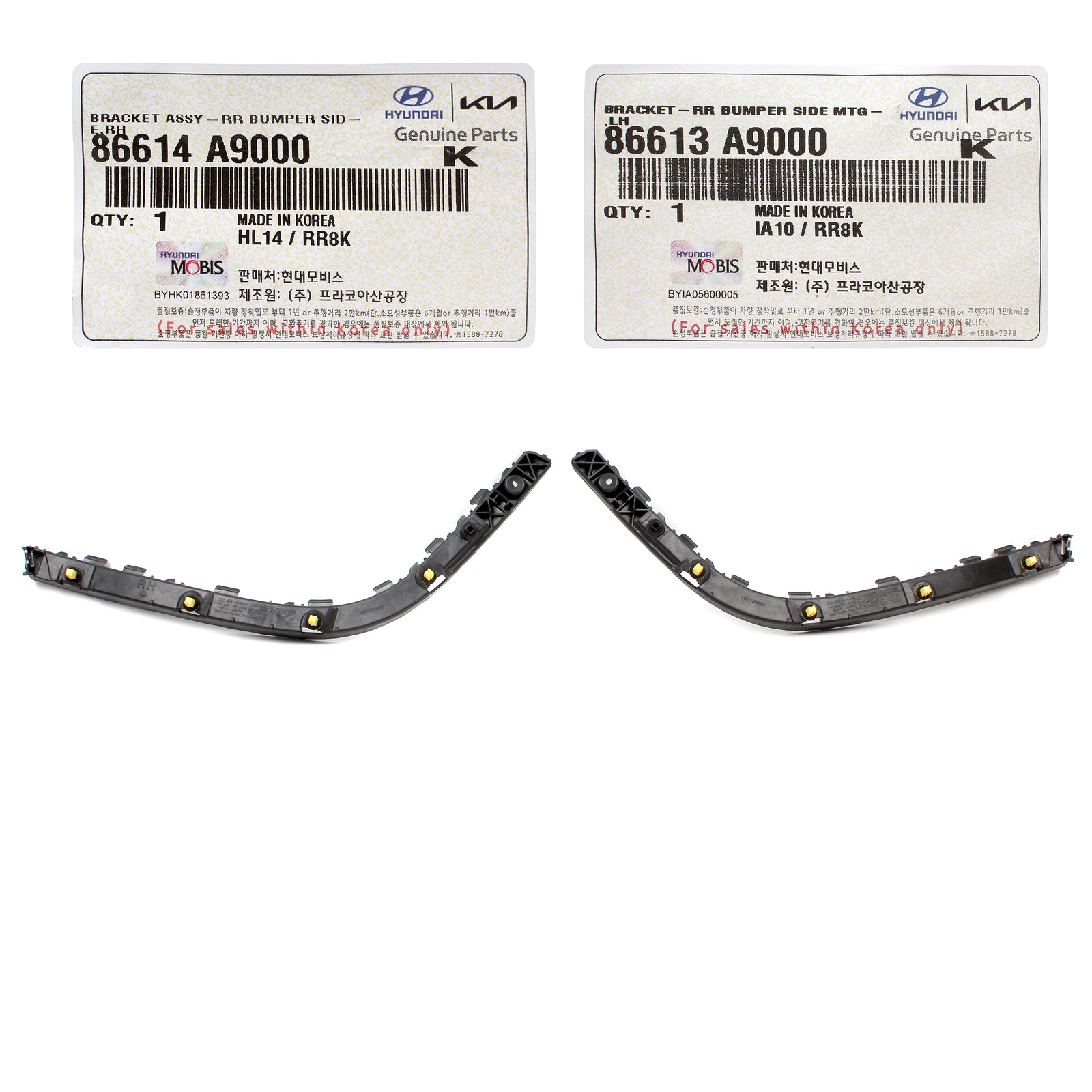 GENUINE REAR Bumper Side Brackets LEFT & RIGHT for 15-21 Kia Sedona 86614A9000