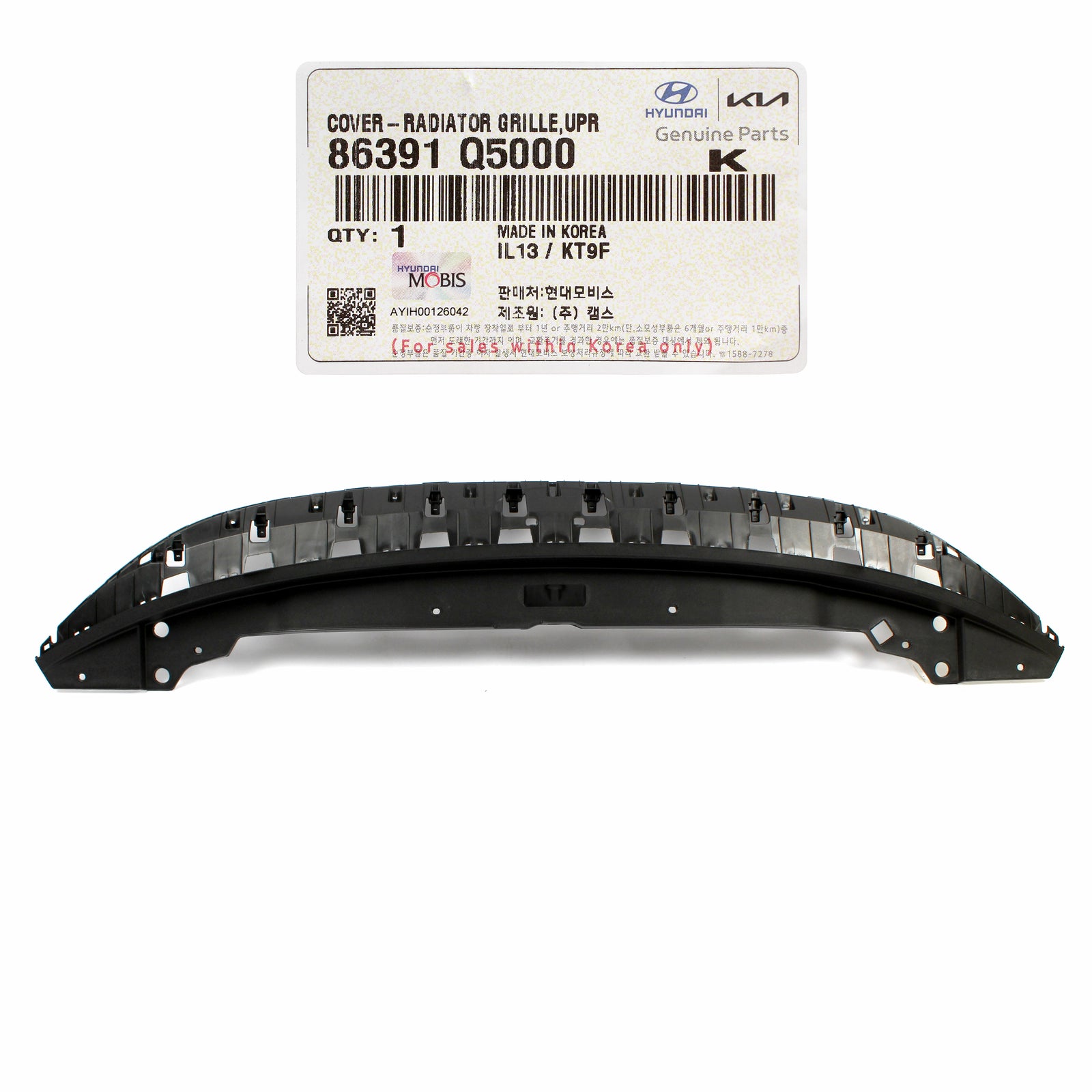 GENUINE Radiator Grille Upper Cover for 2021-2024 Kia Seltos 86391Q5000