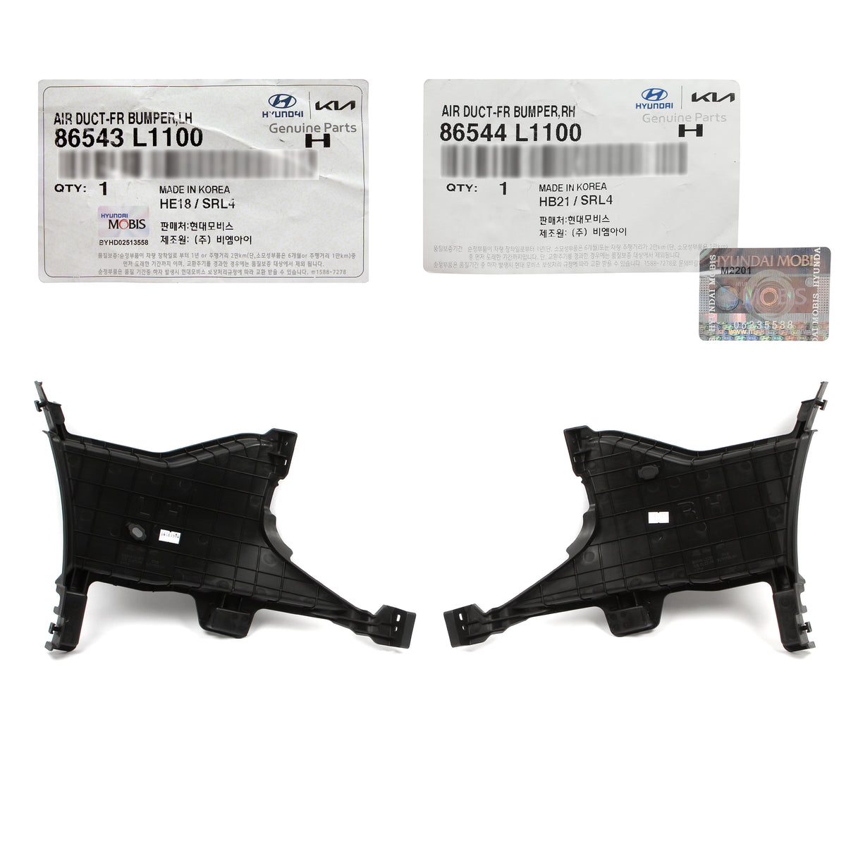 GENUINE Front Bumper Air Duct Curtains LEFT RIGHT for 2020-2023 Sonata Hybrid