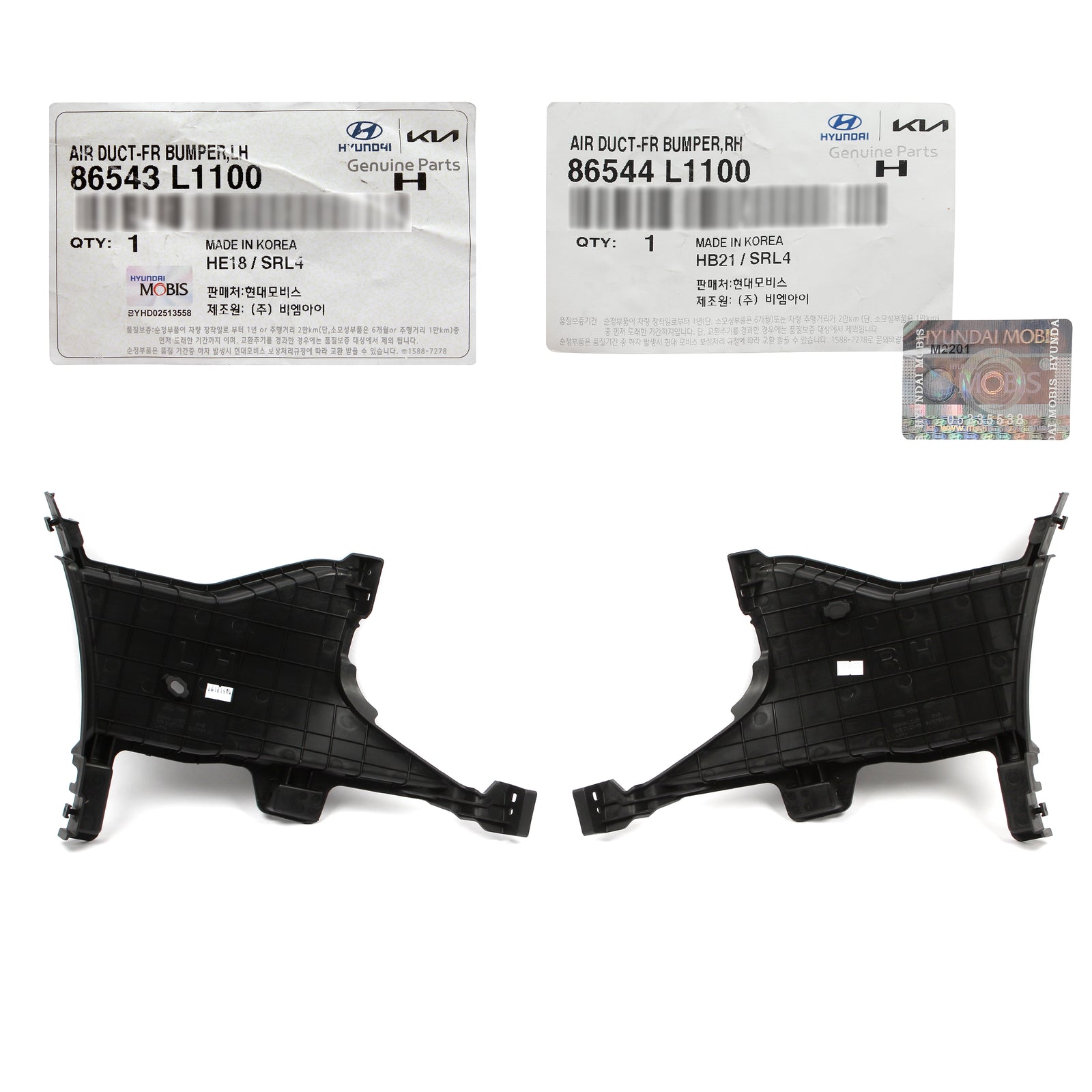 GENUINE Front Bumper Air Duct Curtains LEFT RIGHT for 2020-2023 Sonata Hybrid