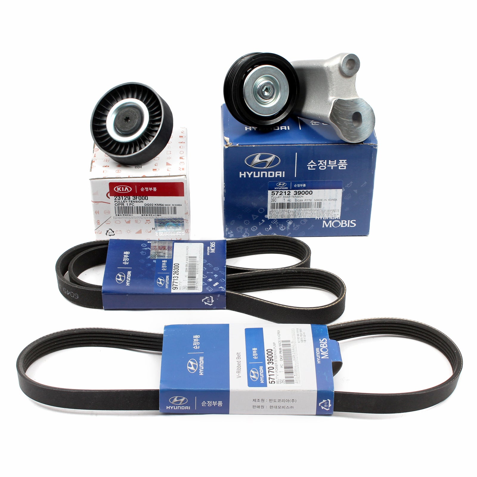 GENUINE V-Belts & Pulley Kit for 2003-2006 Santa Fe 3.5L 2004-2006 Amanti