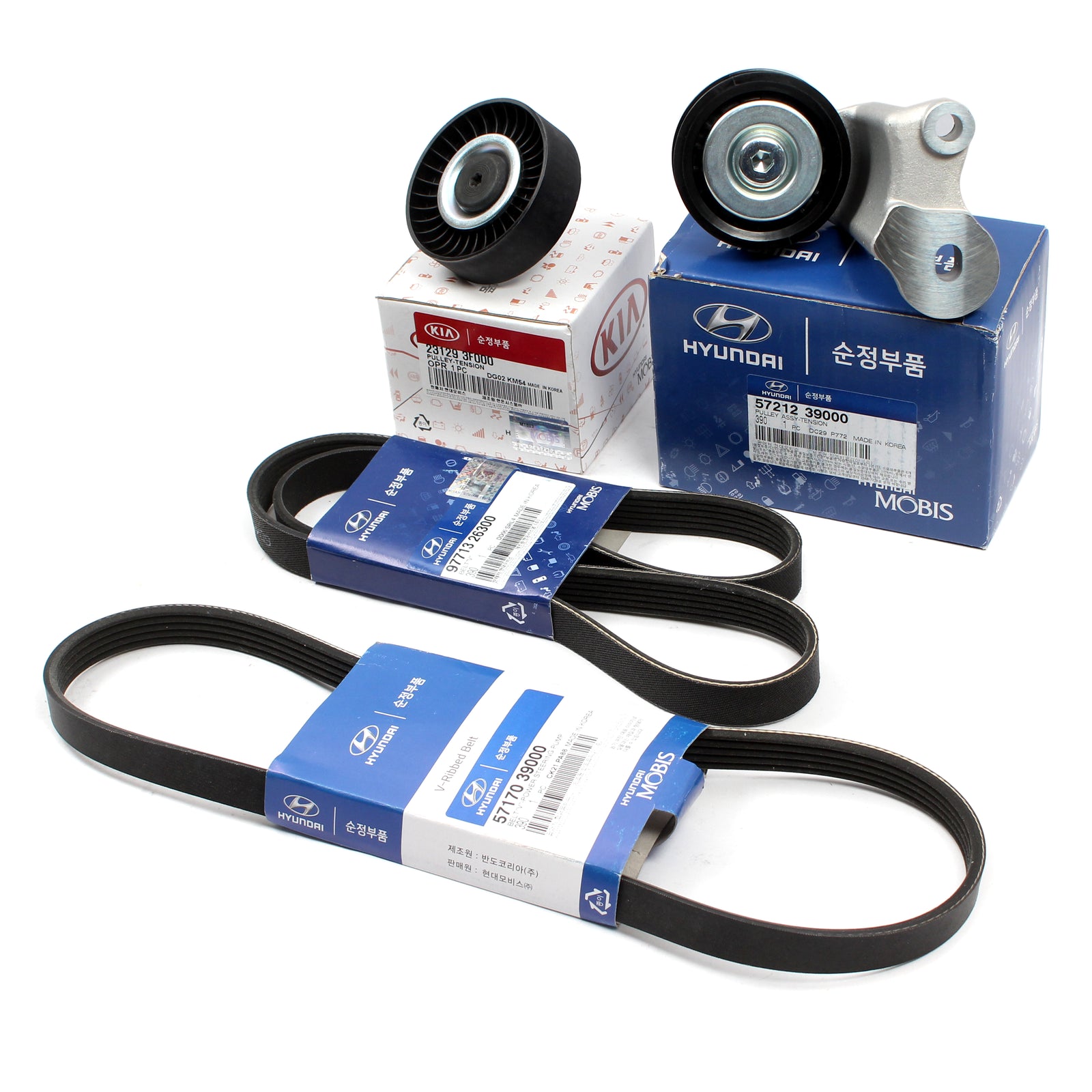 GENUINE V-Belts & Pulley Kit for 2003-2006 Santa Fe 3.5L 2004-2006 Amanti