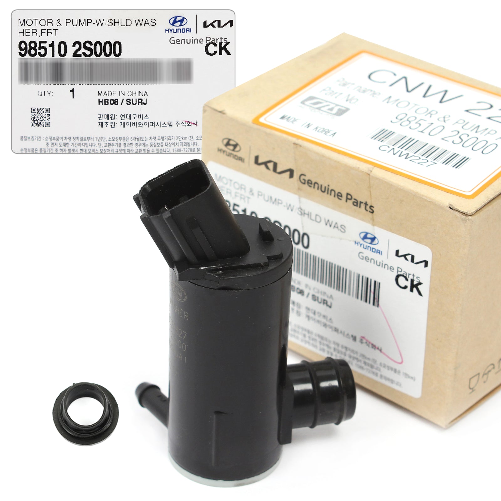 GENUINE Washer Pump w/ Grommet for 2000-2011 Accent Azera Tiburon 9851025000