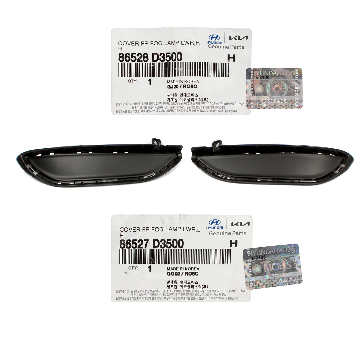 GENUINE Front Fog Lamp Covers LEFT &amp; RIGHT for 19-21 Hyundai Tucson 86528D3500