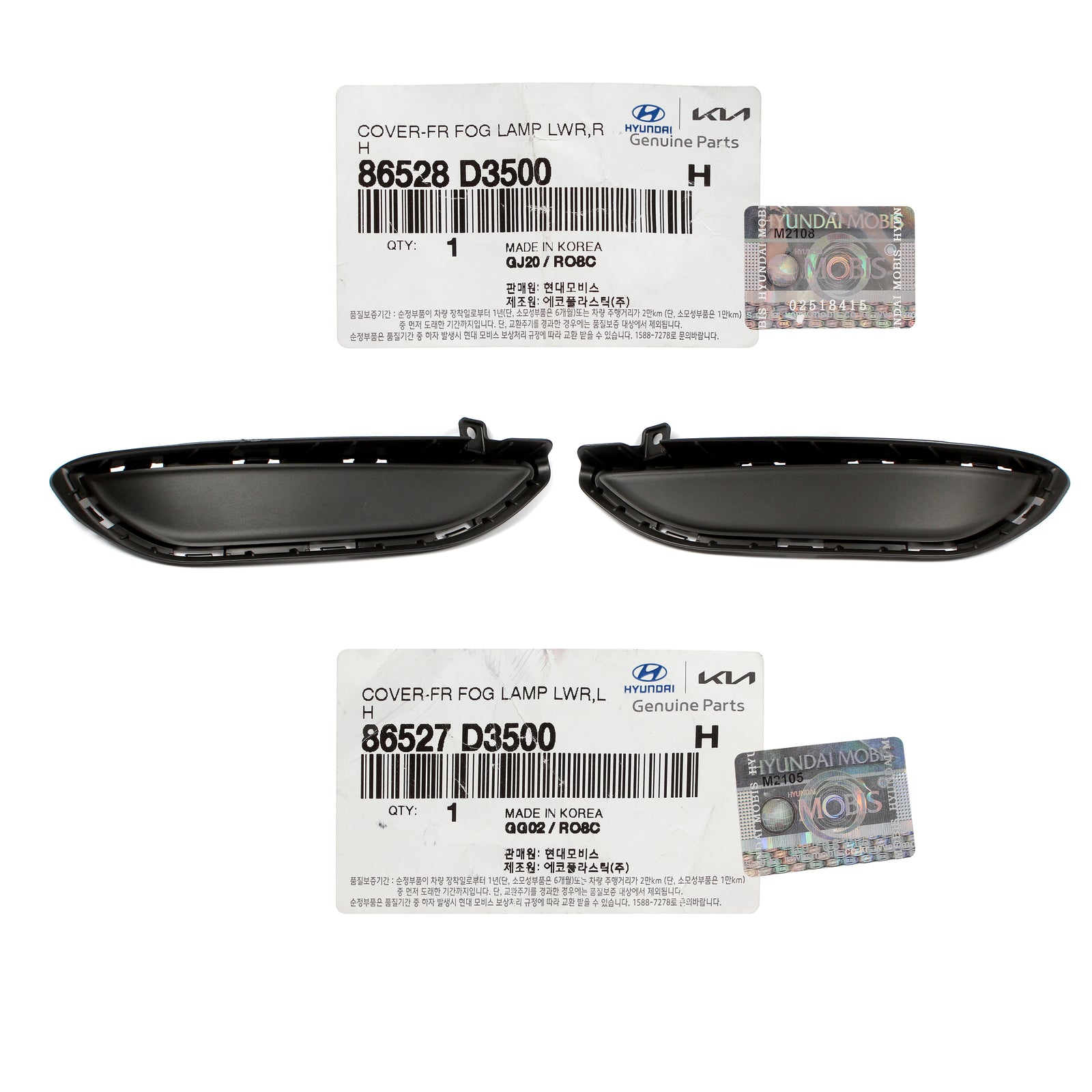 GENUINE Front Fog Lamp Covers LEFT & RIGHT for 19-21 Hyundai Tucson 86528D3500