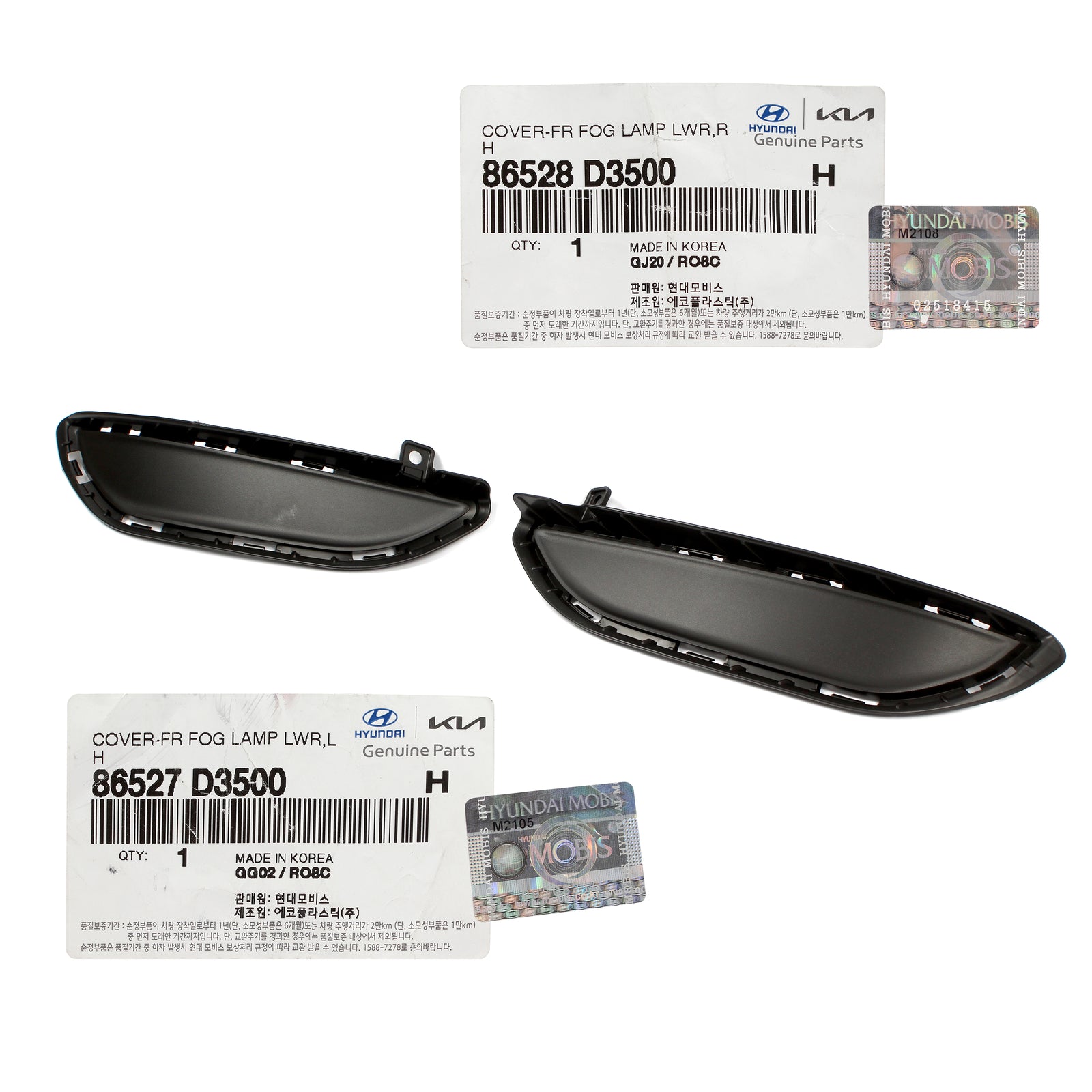 GENUINE Front Fog Lamp Covers LEFT & RIGHT for 19-21 Hyundai Tucson 86528D3500