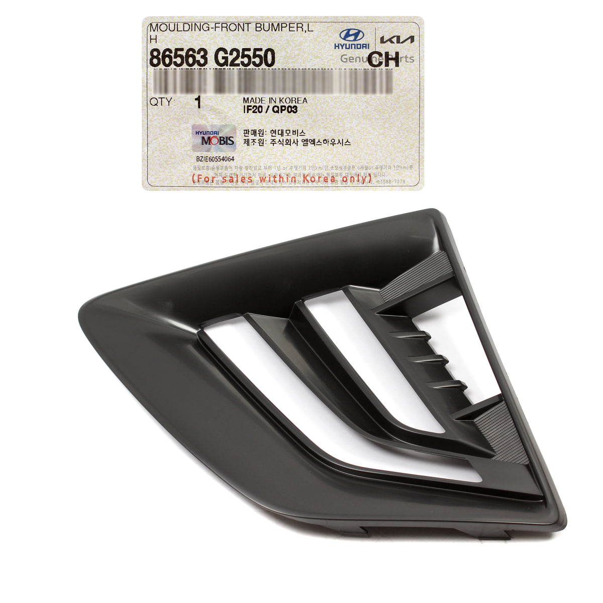 GENUINE Fog Lamp Trim Bezel LEFT DRIVER for 2020-2022 Hyundai Ioniq 86563G2550