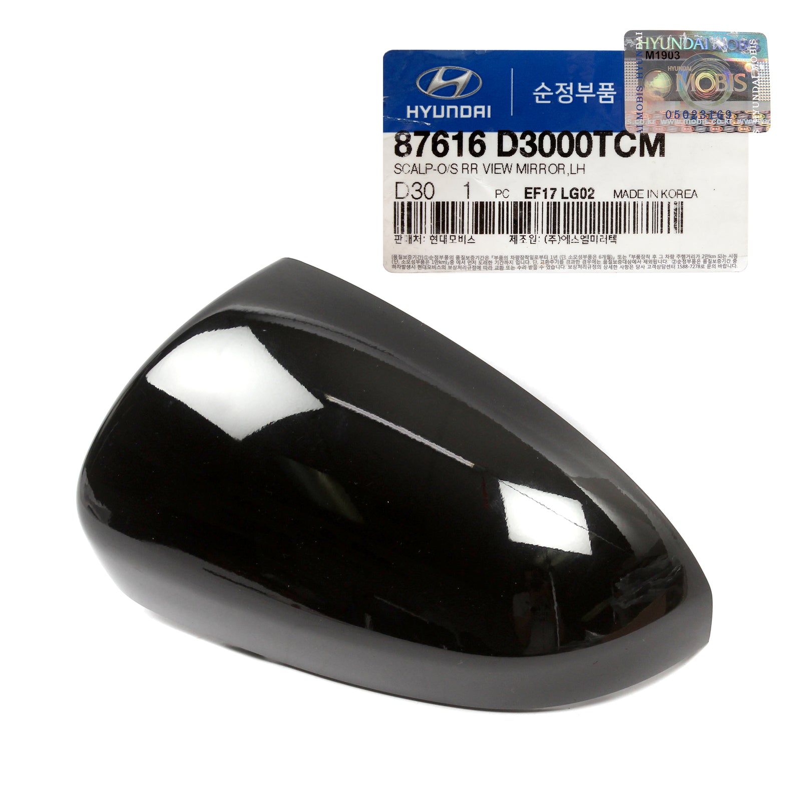 GENUINE Side Mirror Cover BLACK LEFT for 2016-2021 Hyundai Tucson 87616D3000TC