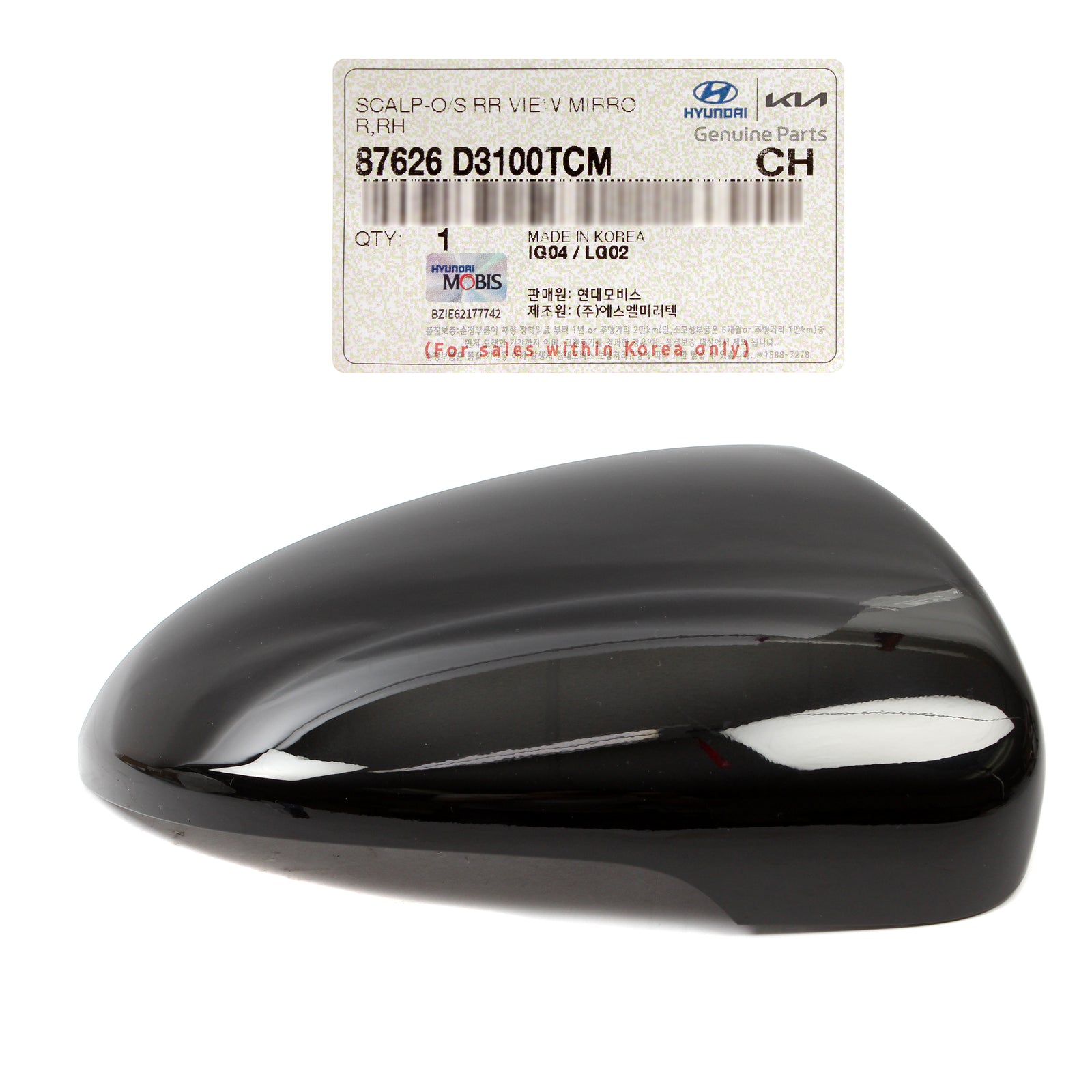 OEM Side Mirror Cover BLACK RIGHT for 2016-2021 Hyundai Tucson 87626D3100TCM