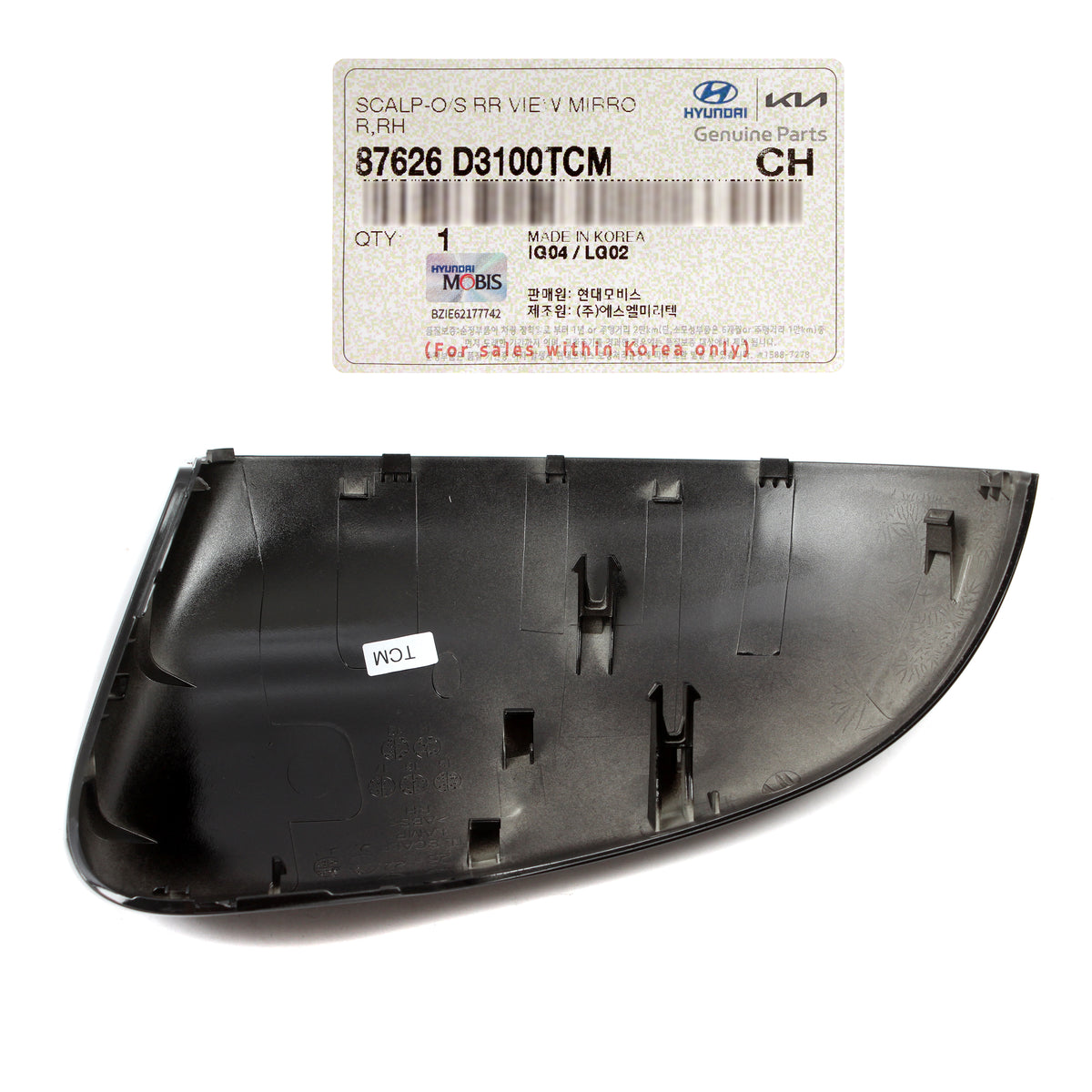 OEM Side Mirror Cover BLACK RIGHT for 2016-2021 Hyundai Tucson 87626D3100TCM