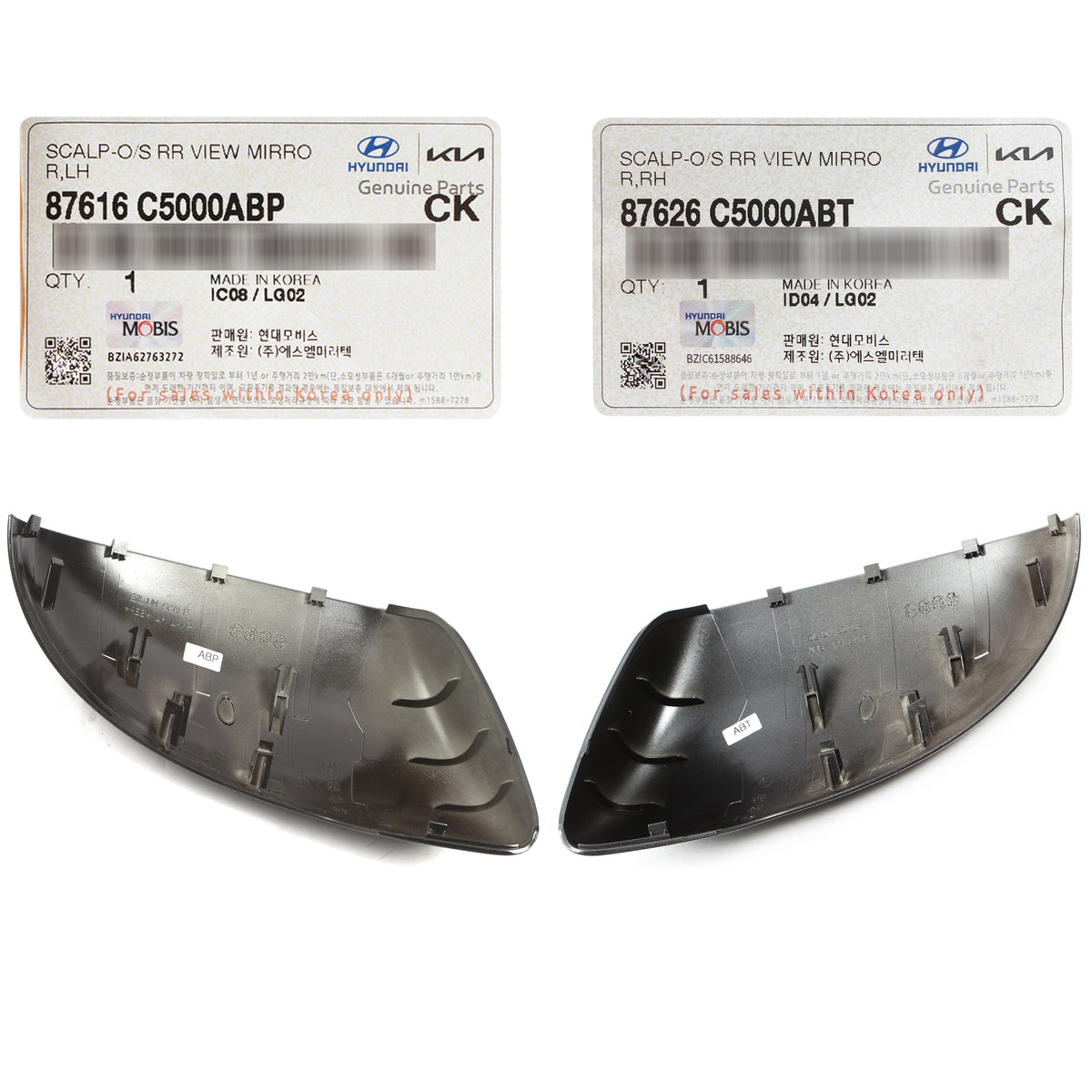 GENUINE Side View Mirror Covers LEFT RIGHT for 15-19 Kia Sorento 87626C5000ABT