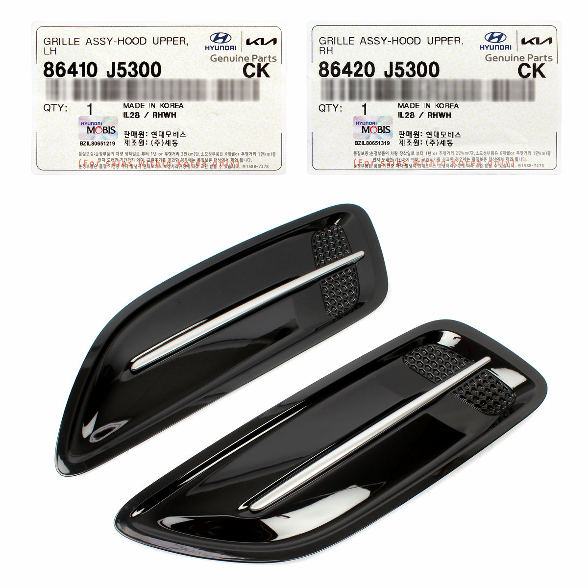 GENUINE Hood Vent Grilles LEFT &amp; RIGHT for 2018-2023 Kia Stinger 86420J5300