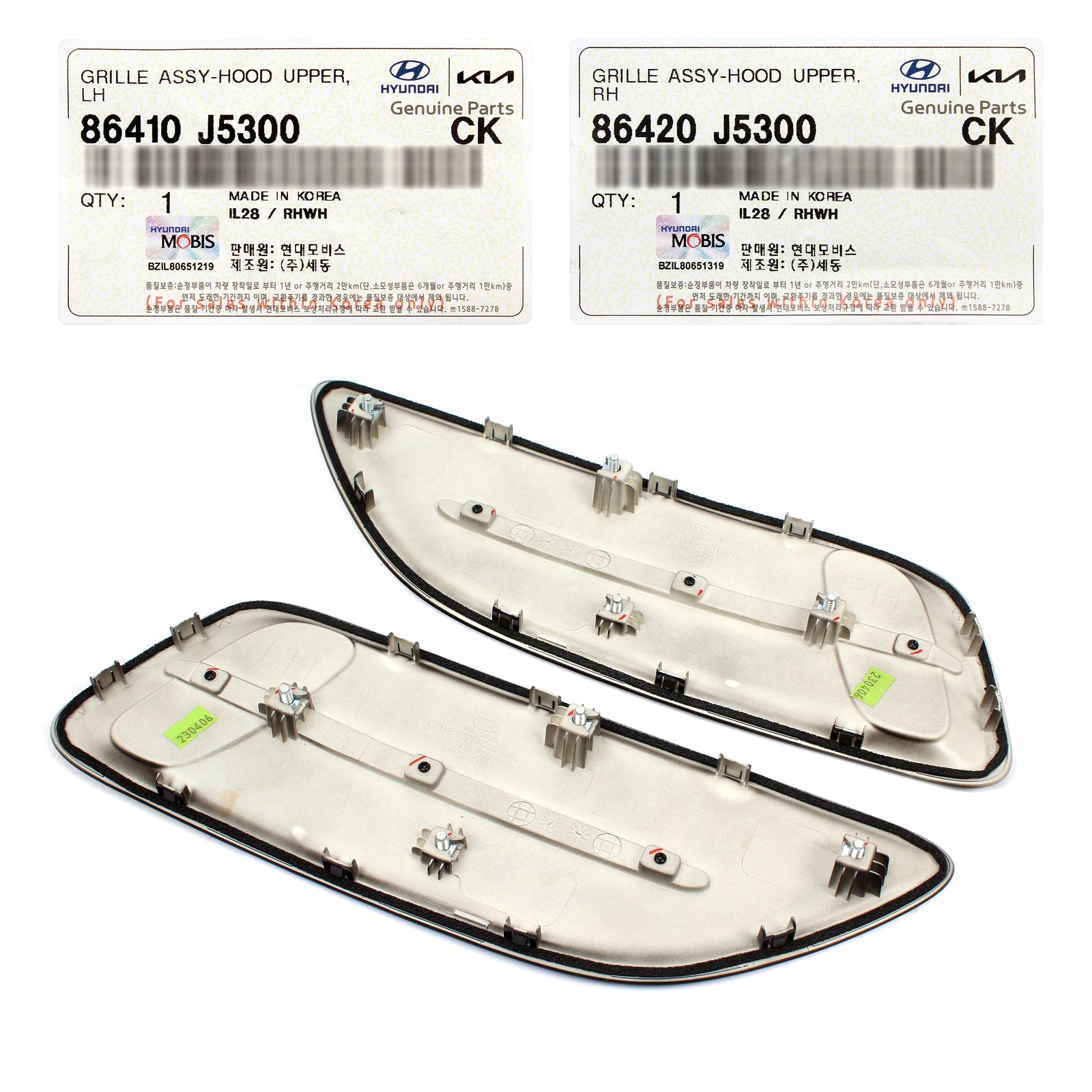 GENUINE Hood Vent Grilles LEFT & RIGHT for 2018-2023 Kia Stinger 86420J5300