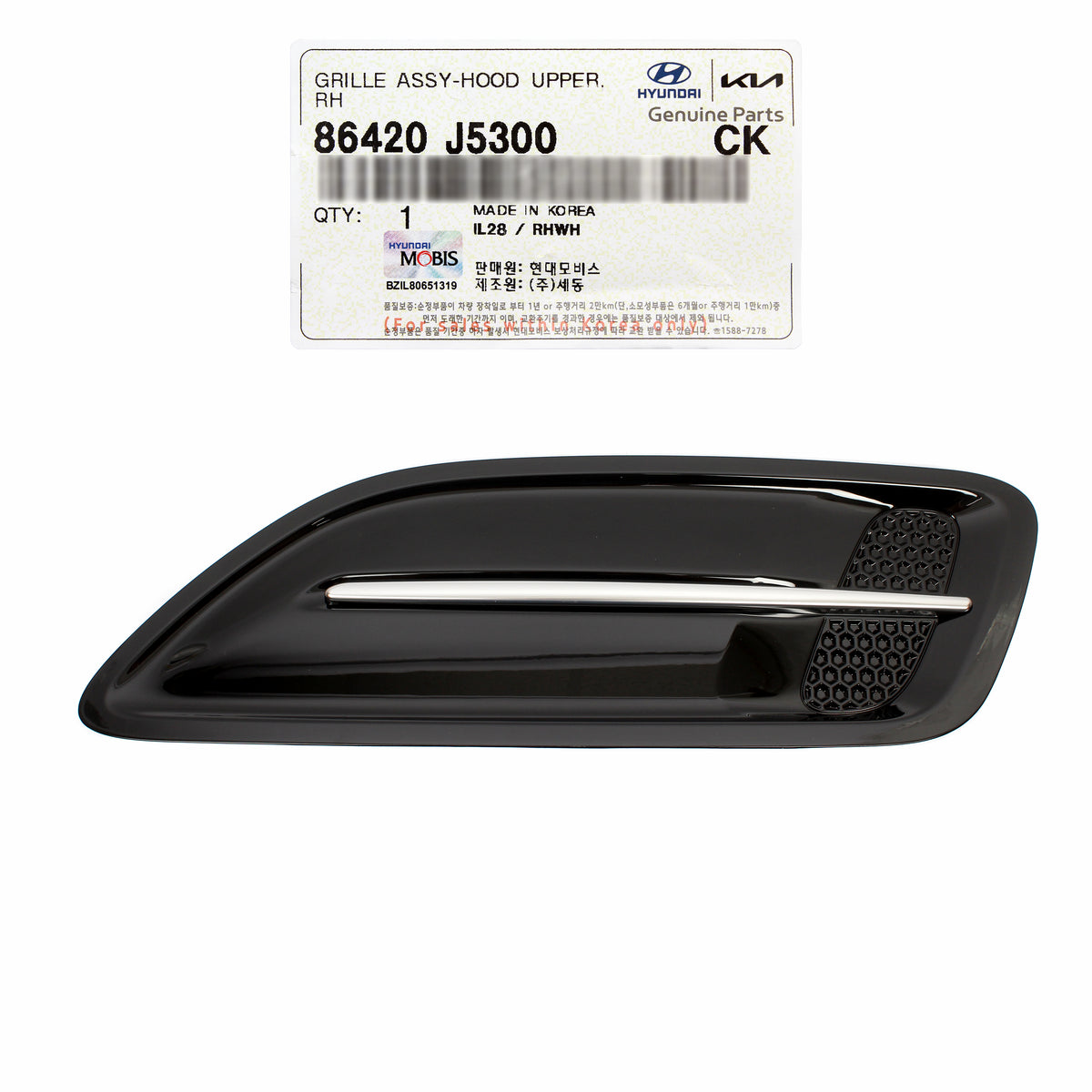 GENUINE Hood Vent Grille RIGHT PASSENGER for 2018-2023 Kia Stinger 86420J5300