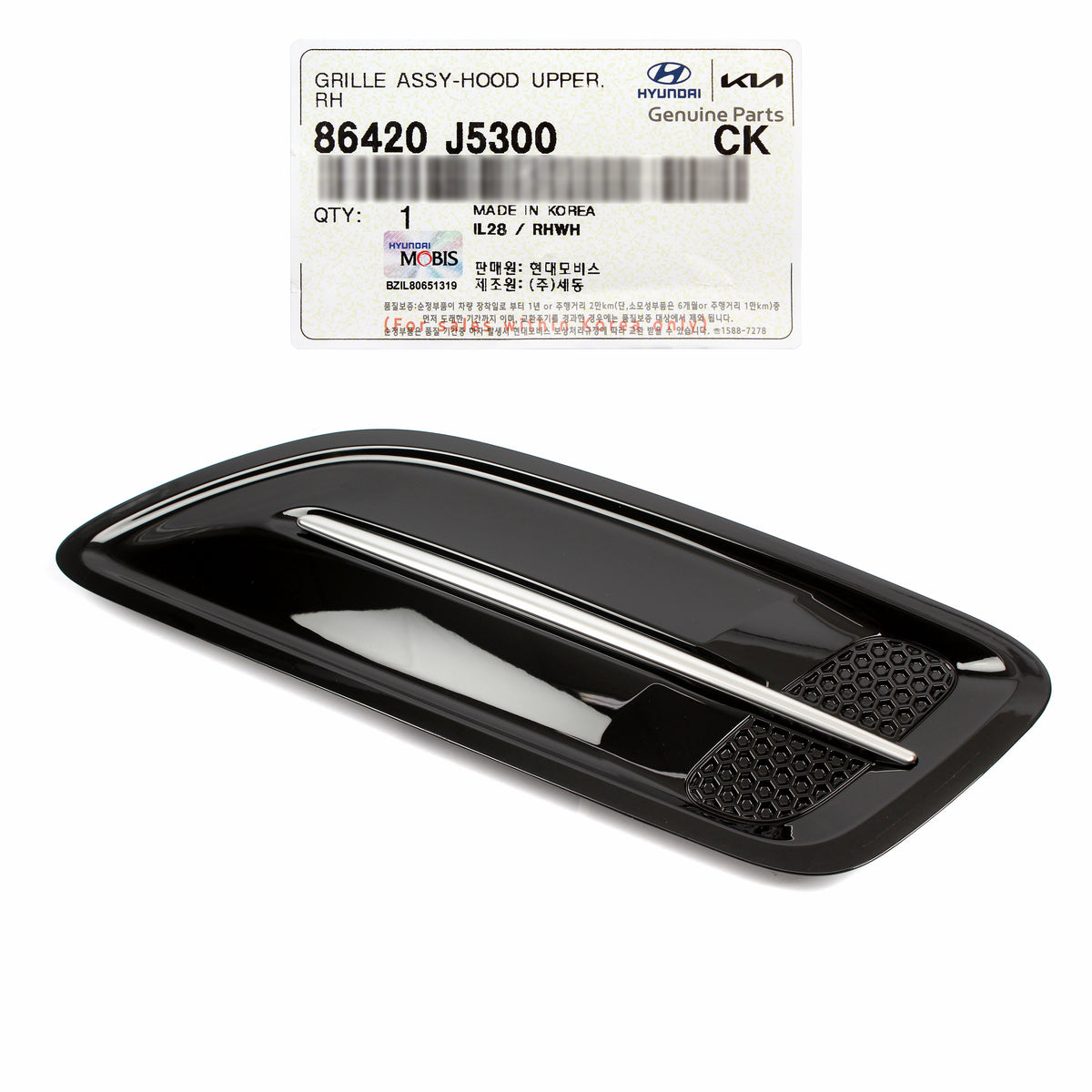 GENUINE Hood Vent Grille RIGHT PASSENGER for 2018-2023 Kia Stinger 86420J5300