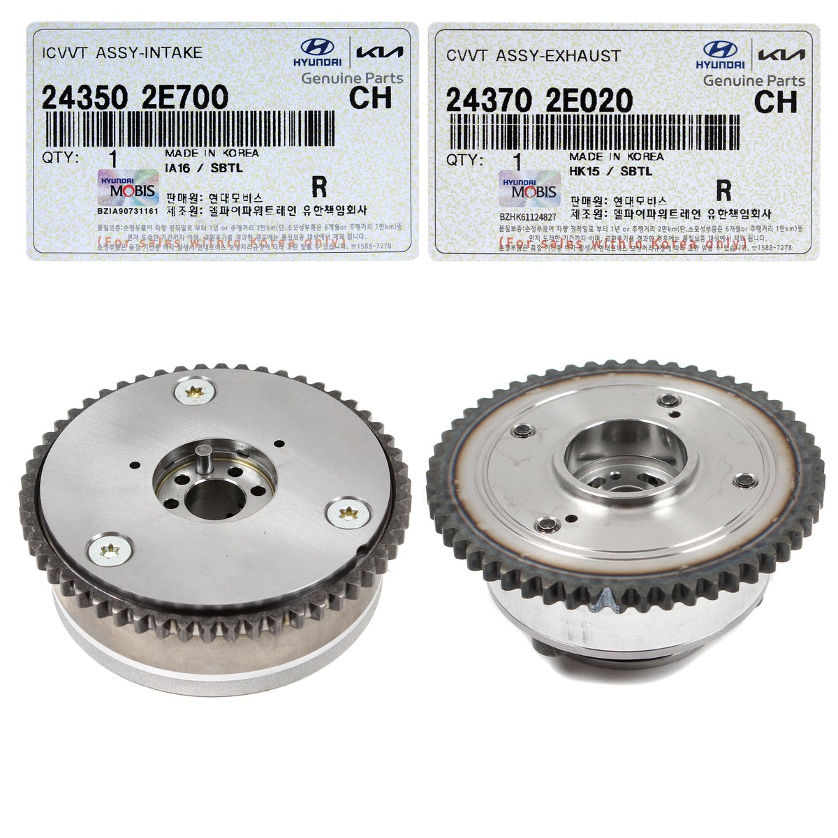 GENUINE Intake Exhaust CVVT Gear for 17-21 Hyundai Kia 2.0 243502E700 243702E020