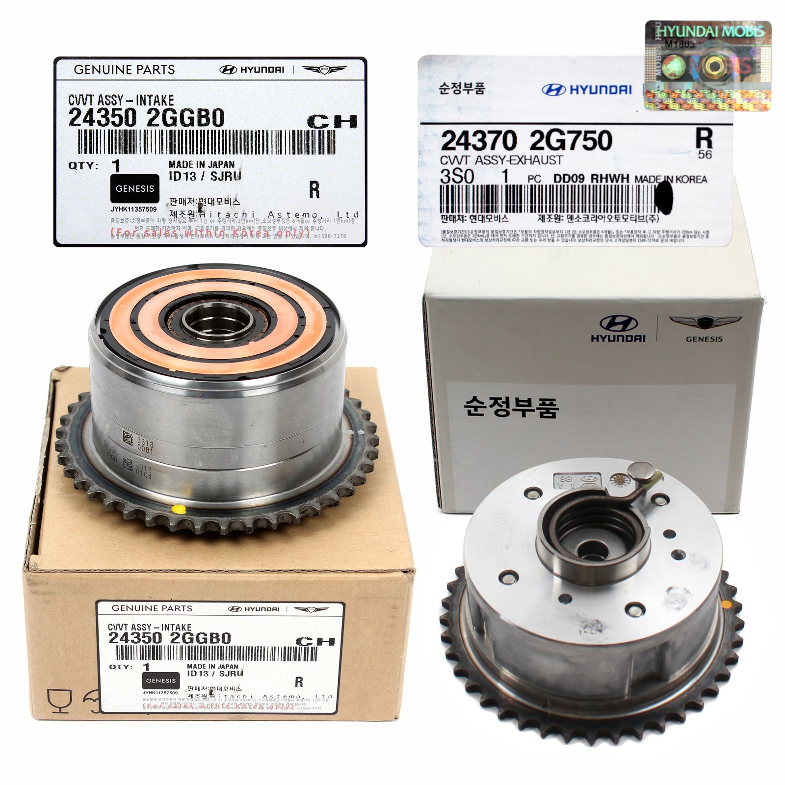 GENUINE Intake & Exhaust CVVT Timing Gears for 15-22 Genesis Hyundai Kia 2.0 2.4