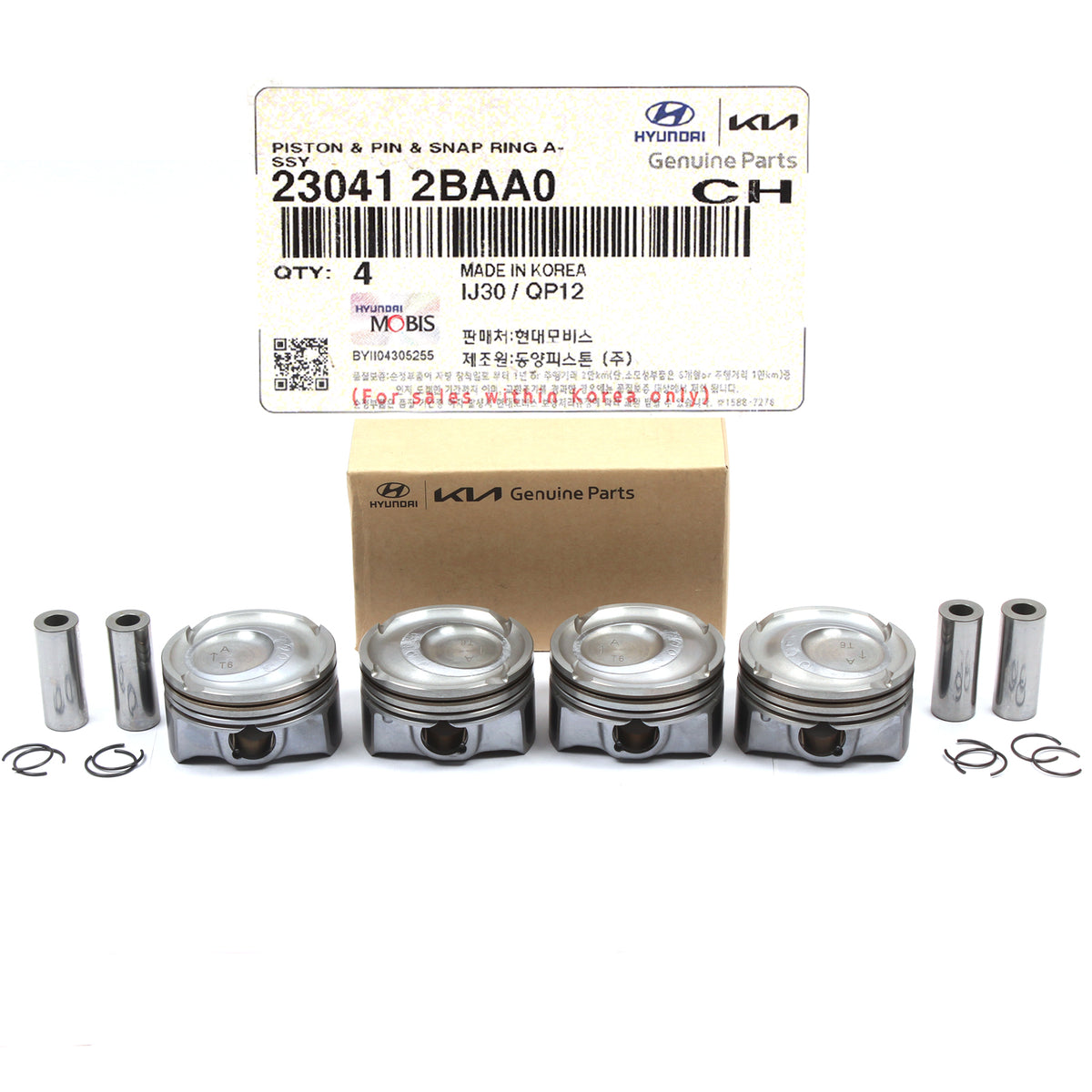 OEM Piston Set for 13-20 Elantra Veloster Forte Koup Soul 1.6 Turbo 230412BAA0