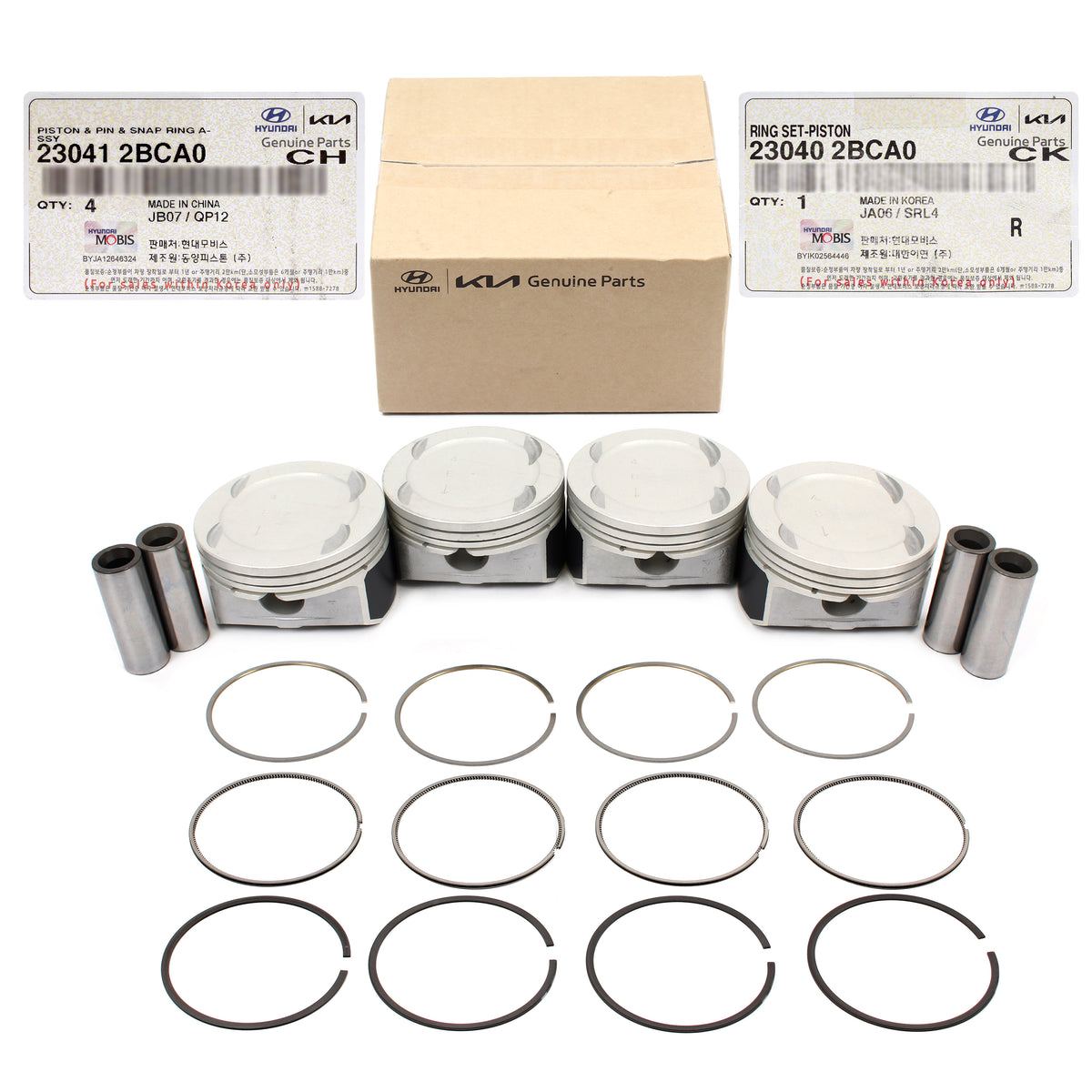 GENUINE Engine Piston Set STD w/ Rings for 2016-2022 Hyundai Kia 1.6L Turbo