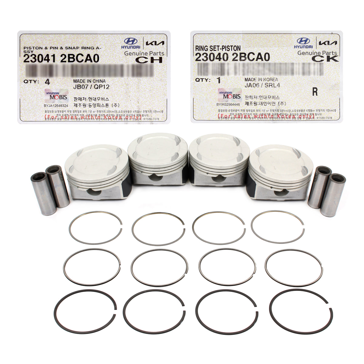 GENUINE Engine Piston Set STD w/ Rings for 2016-2022 Hyundai Kia 1.6L Turbo