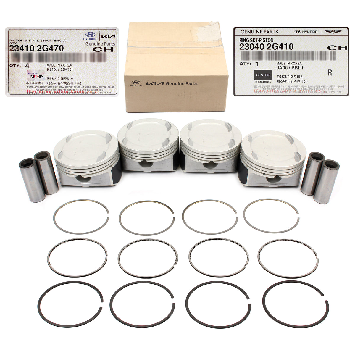 GENUINE Engine Piston Set &amp; Rings STD for 2016-2022 Hyundai Kia 2.0L Turbo