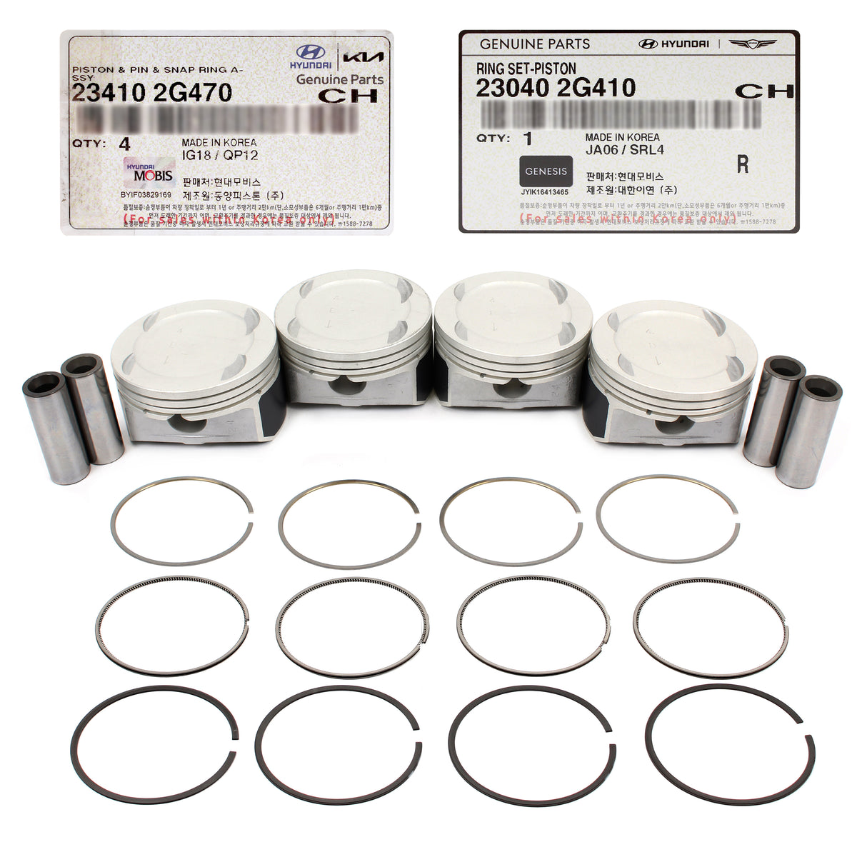 GENUINE Engine Piston Set &amp; Rings STD for 2016-2022 Hyundai Kia 2.0L Turbo