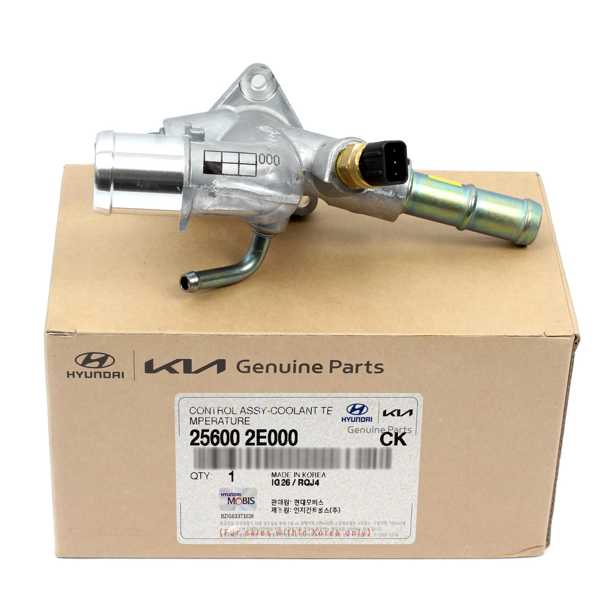 GENUINE Water Outlet w/ Sensor for 2011-2021 Hyundai Kia 25600-2E000