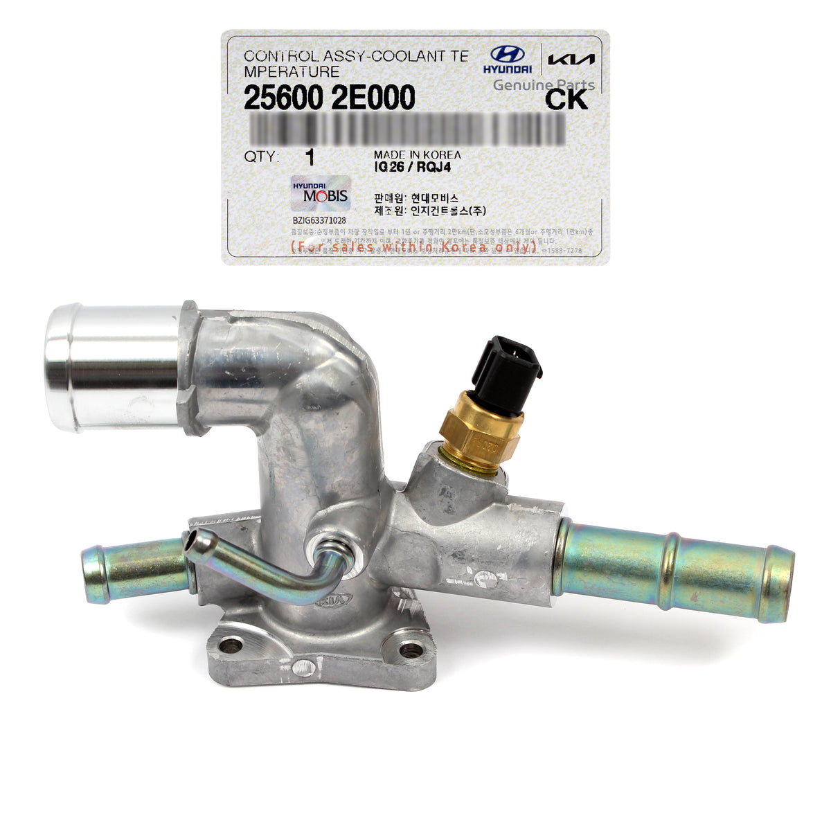 GENUINE Water Outlet w/ Sensor for 2011-2021 Hyundai Kia 25600-2E000