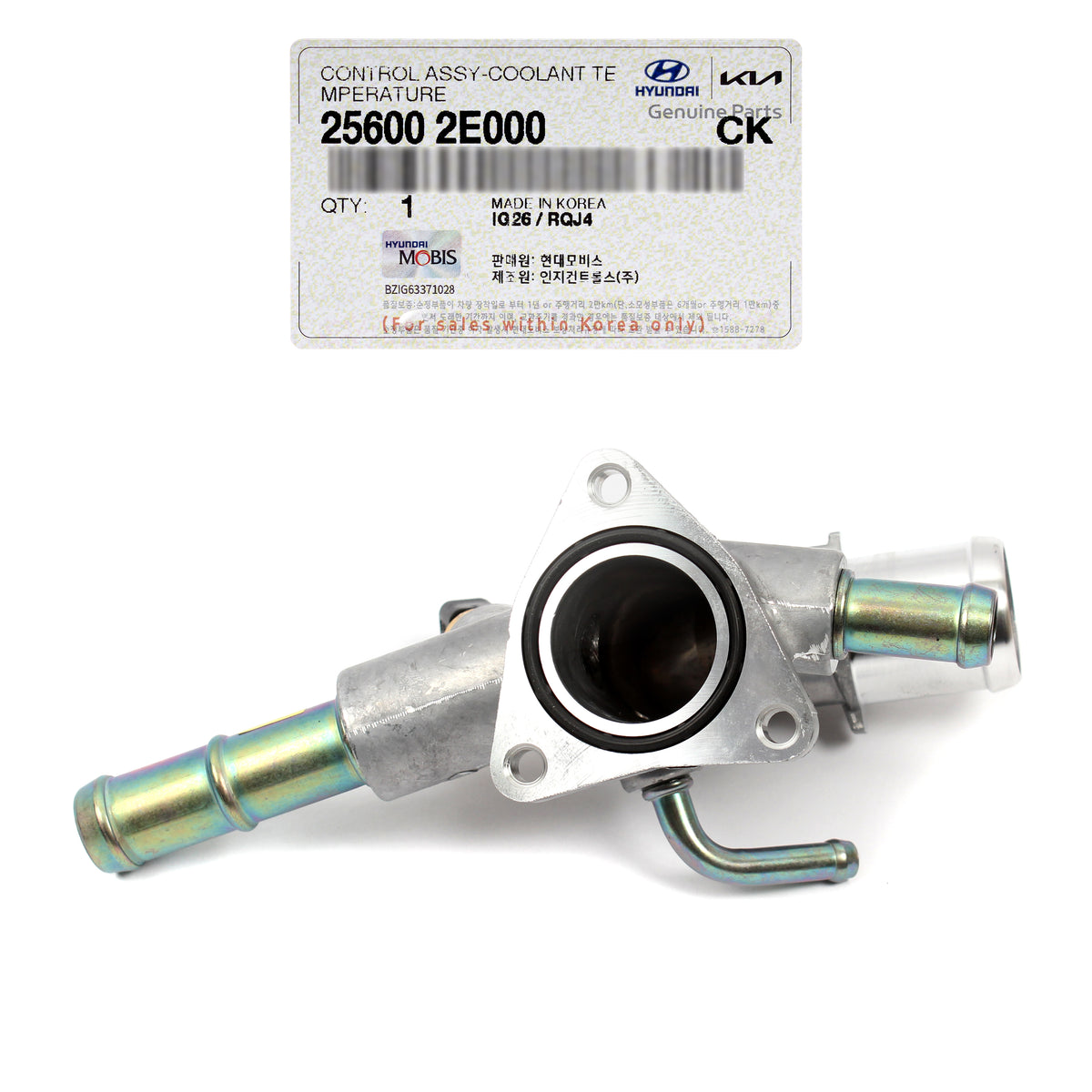 GENUINE Water Outlet w/ Sensor for 2011-2021 Hyundai Kia 25600-2E000