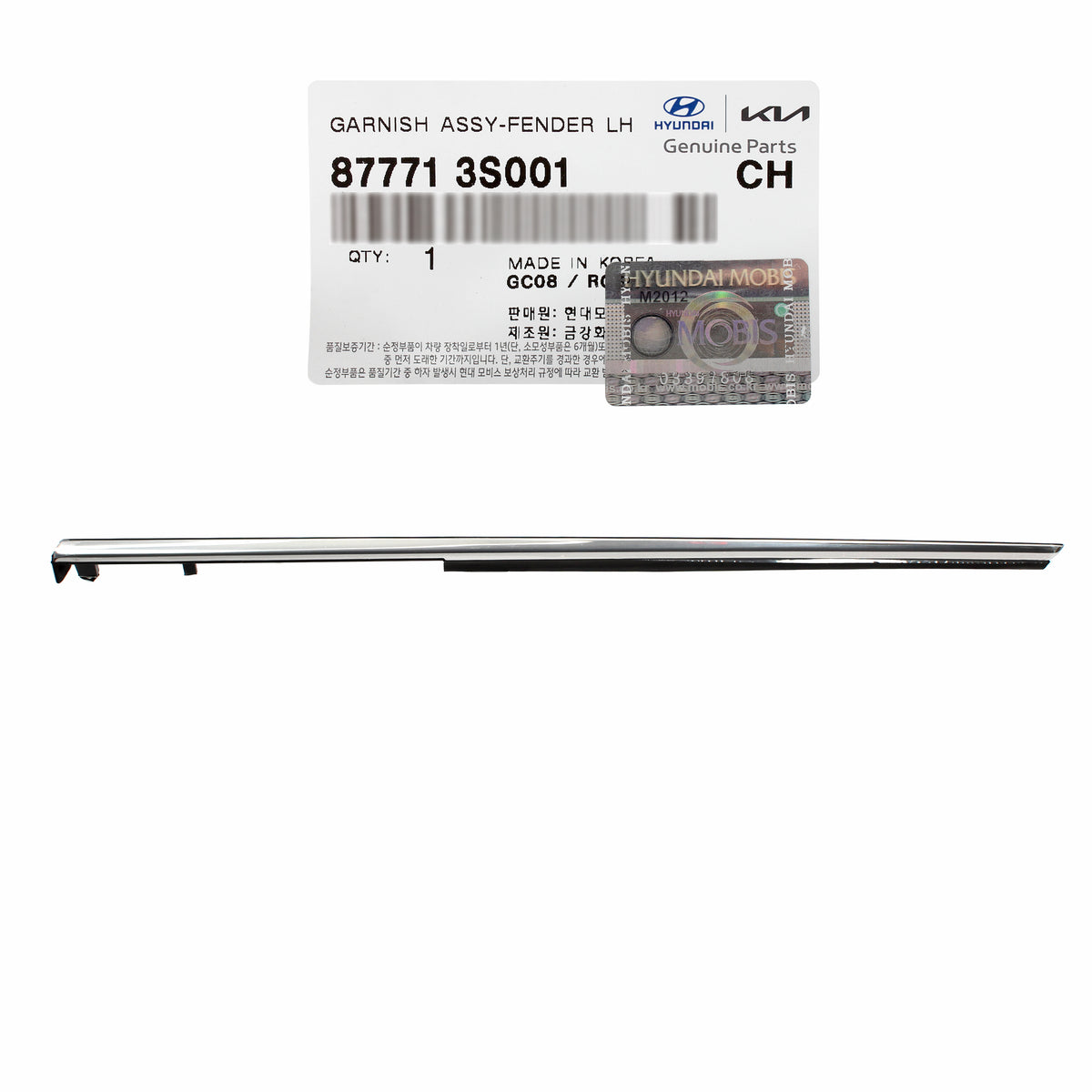 GENUINE Fender Chrome Molding DRIVER for 2011-2015 Hyundai Sonata OEM 877713S001