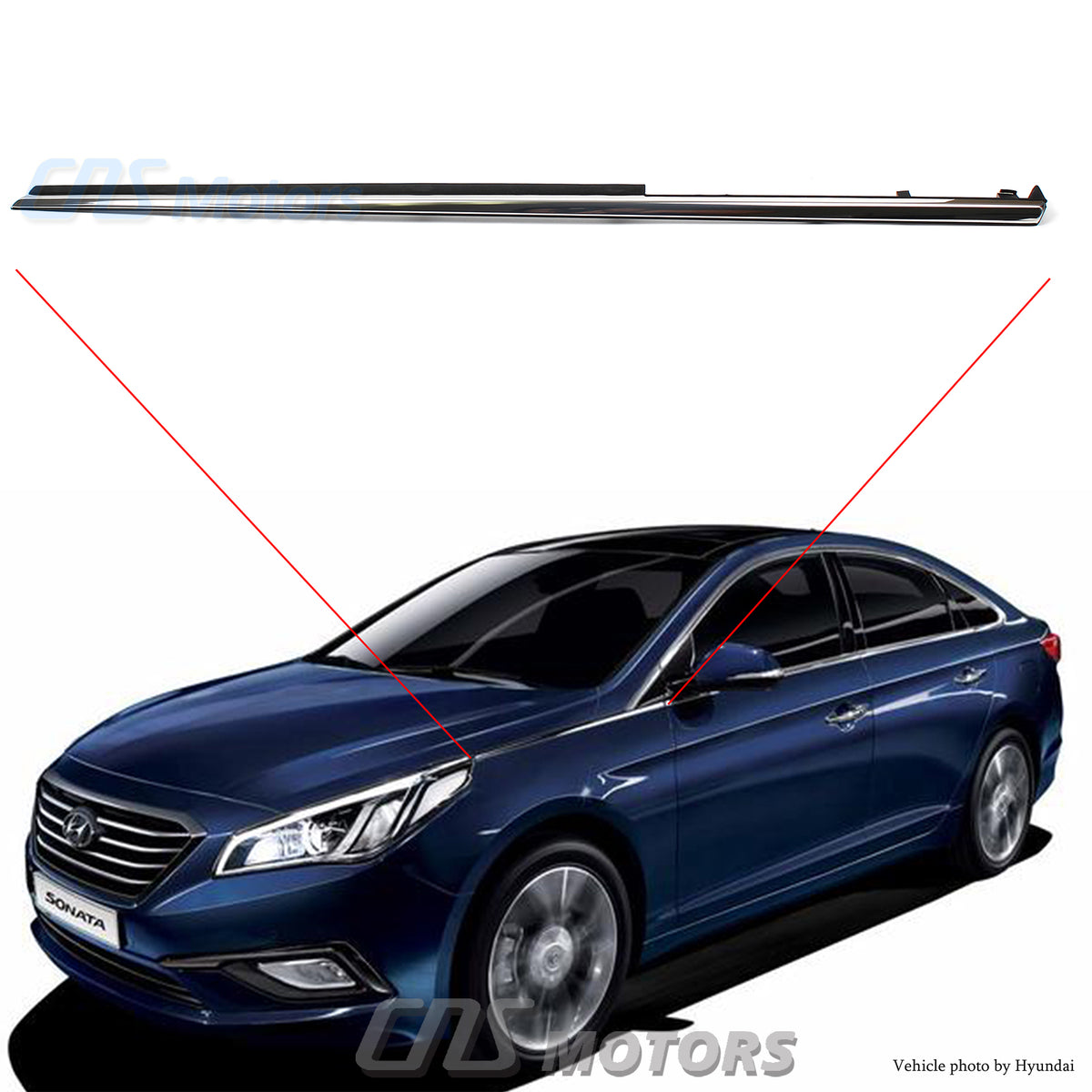 GENUINE Fender Chrome Molding Left &amp; Right 2pcs for 11-15 Hyundai Sonata 877713S001 877723S001
