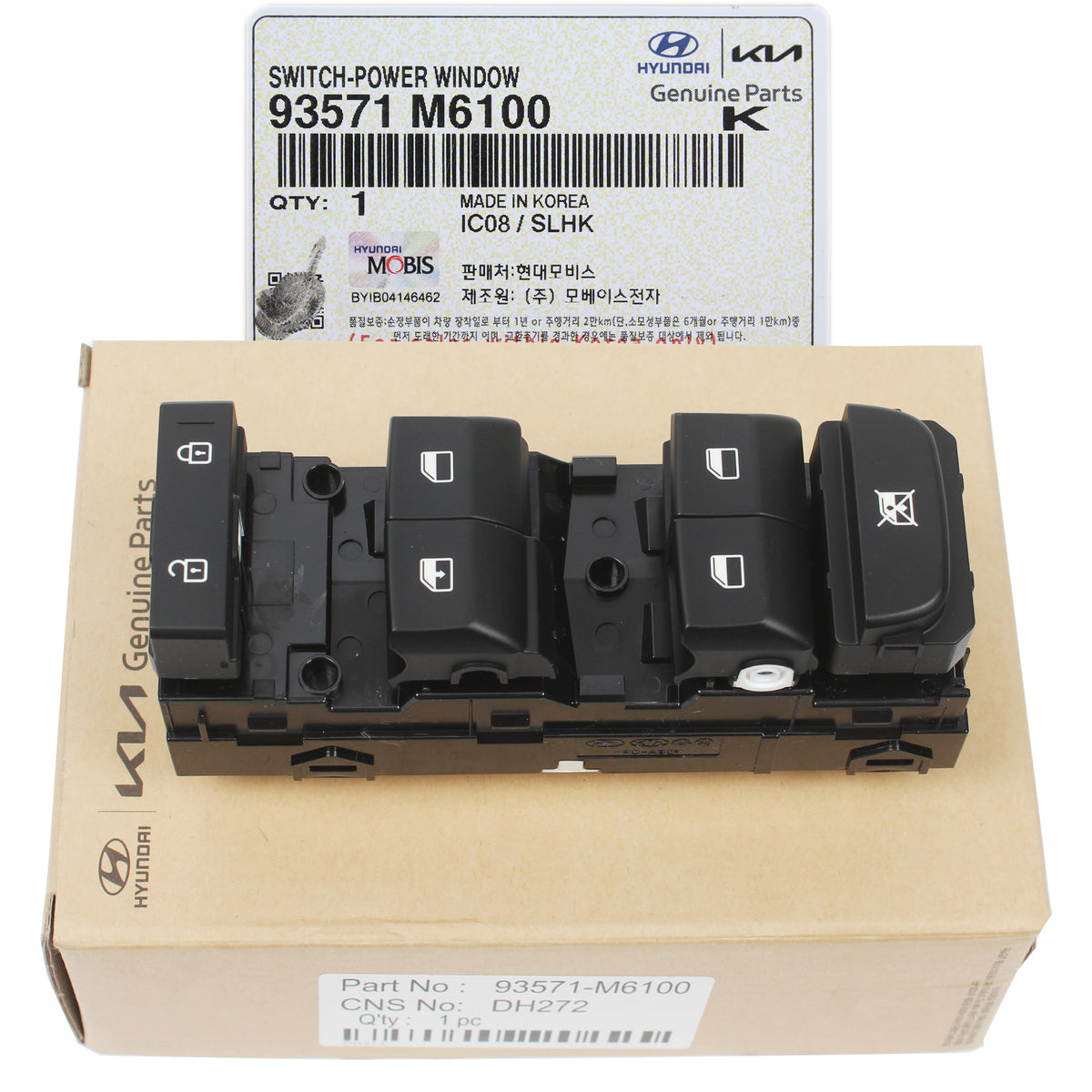 GENUINE Fits 2019, 2020, 2021 KIA FORTE 1.6L 2.0L Power Window Main Switch LEFT Side 93571M6100
