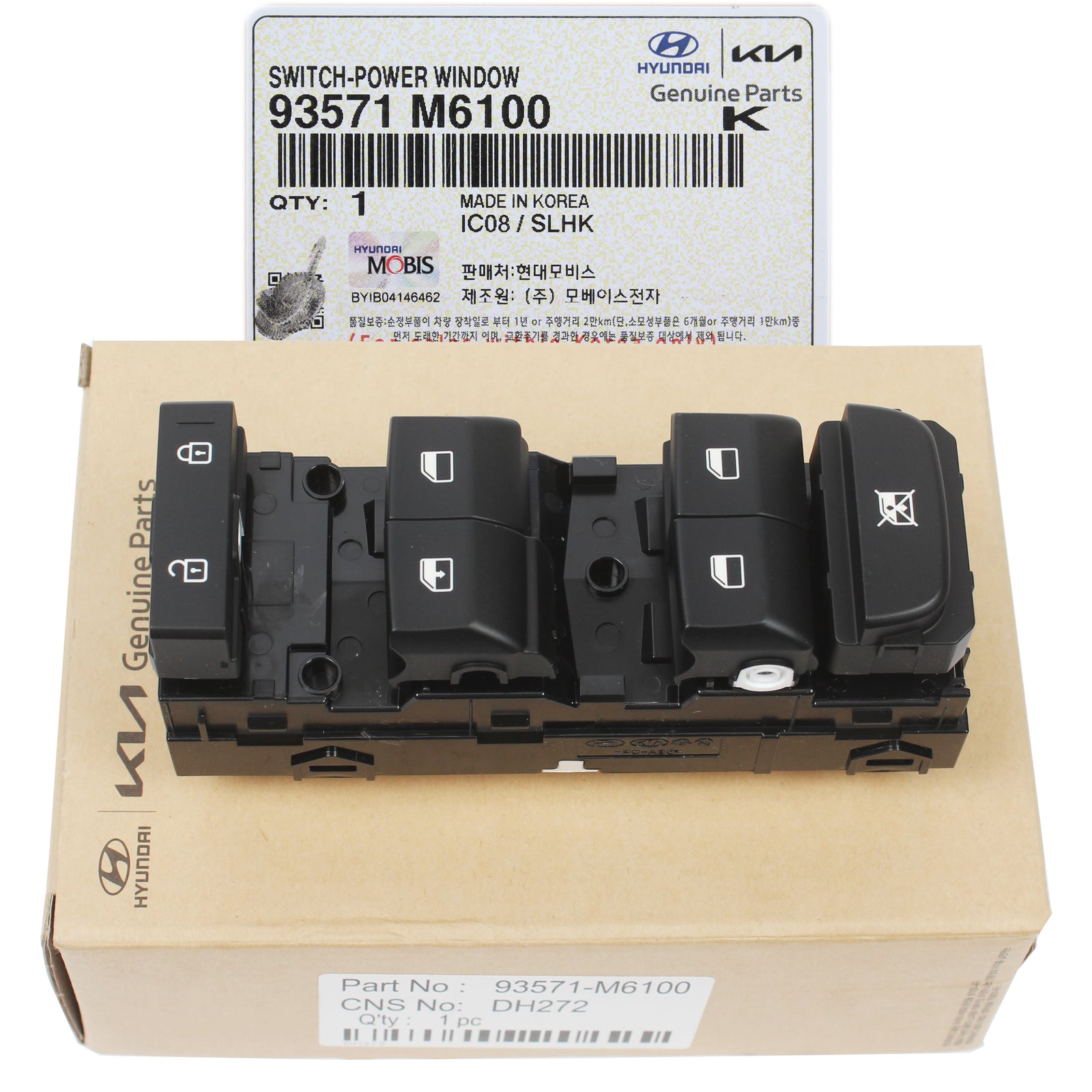 GENUINE Fits 2019, 2020, 2021 KIA FORTE 1.6L 2.0L Power Window Main Switch LEFT Side 93571M6100
